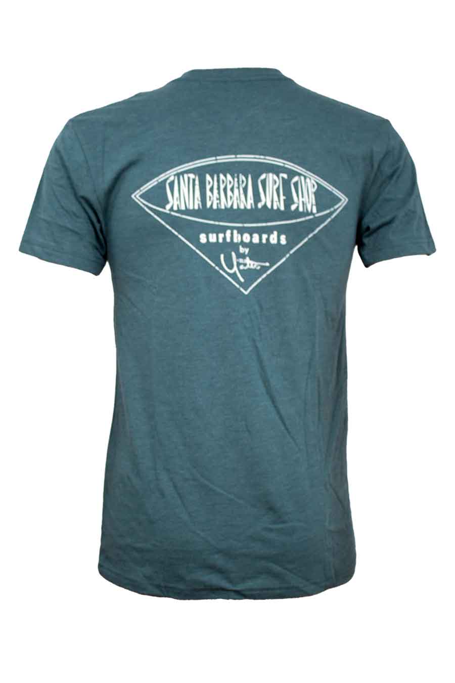 Short Sleeve T-Shirt One-Color Distressed Santa Barbara Surf Shop Logo - Surf N' Wear Beach House Online