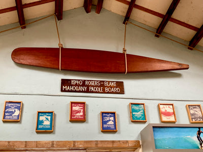 Tom Blake Surfboards: A Classic 1940s Rogers and Blake Mahogany Paddle Board