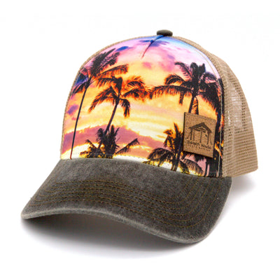Beach House Sublimated Trucker Hat w/ Leather Hut Patch