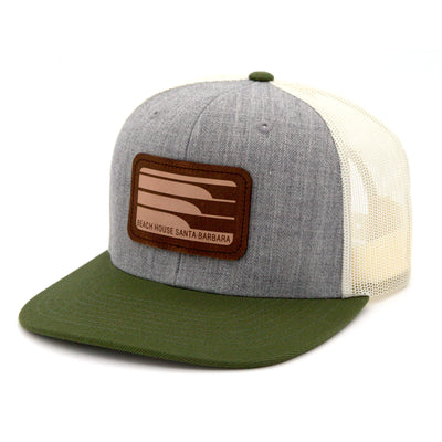 Beach House Trucker Hat w/ Faux Leather Waves Patch