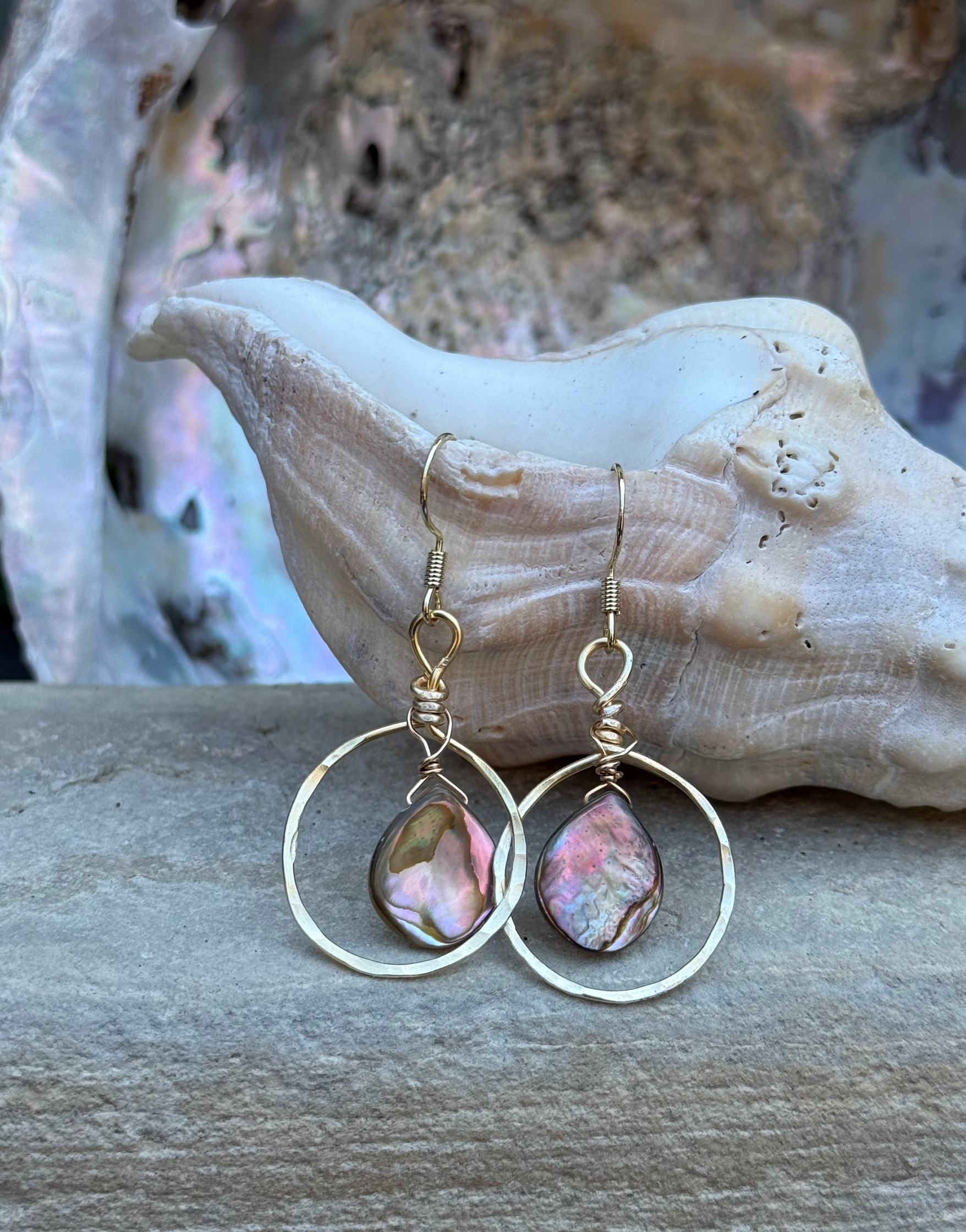 Beach Girl Abalone Hoop Earrings