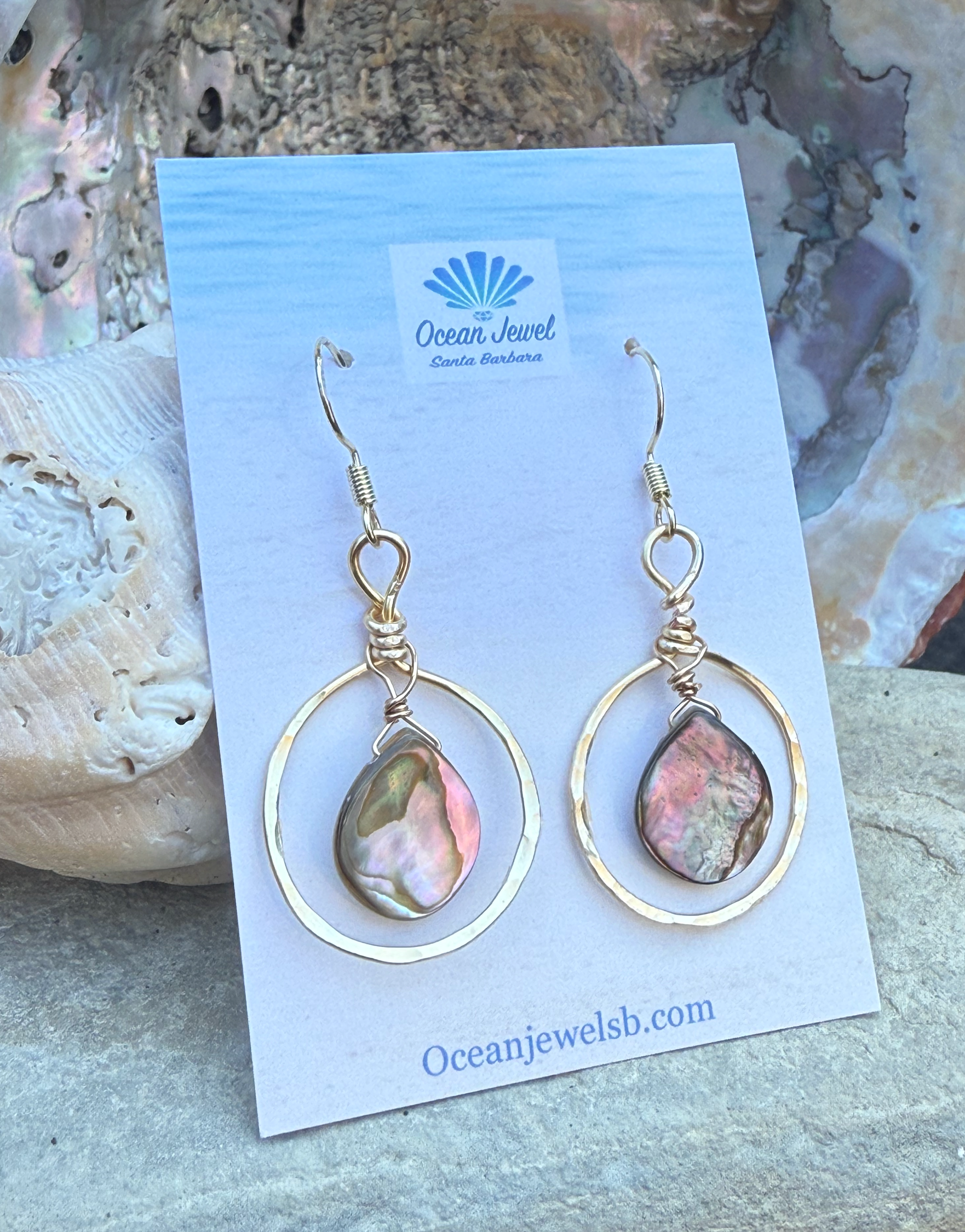 Beach Girl Abalone Hoop Earrings