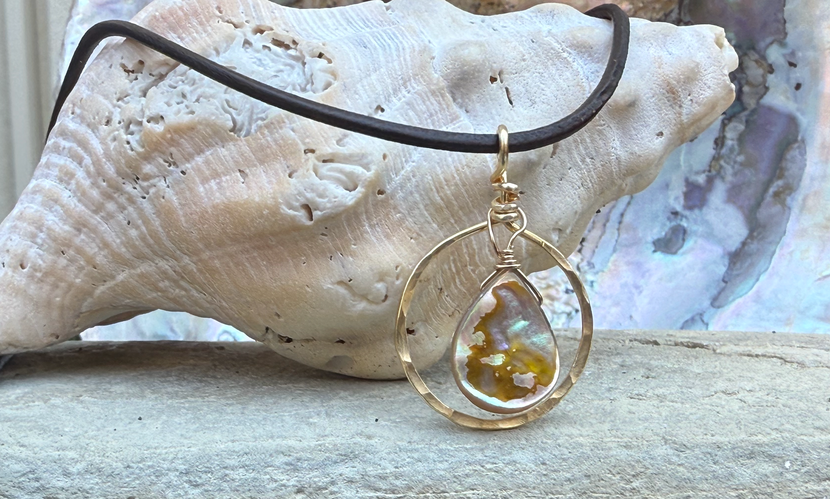 Beach Girl Abalone Hoop Necklace