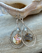 Beach House Abalone Oval Hoops