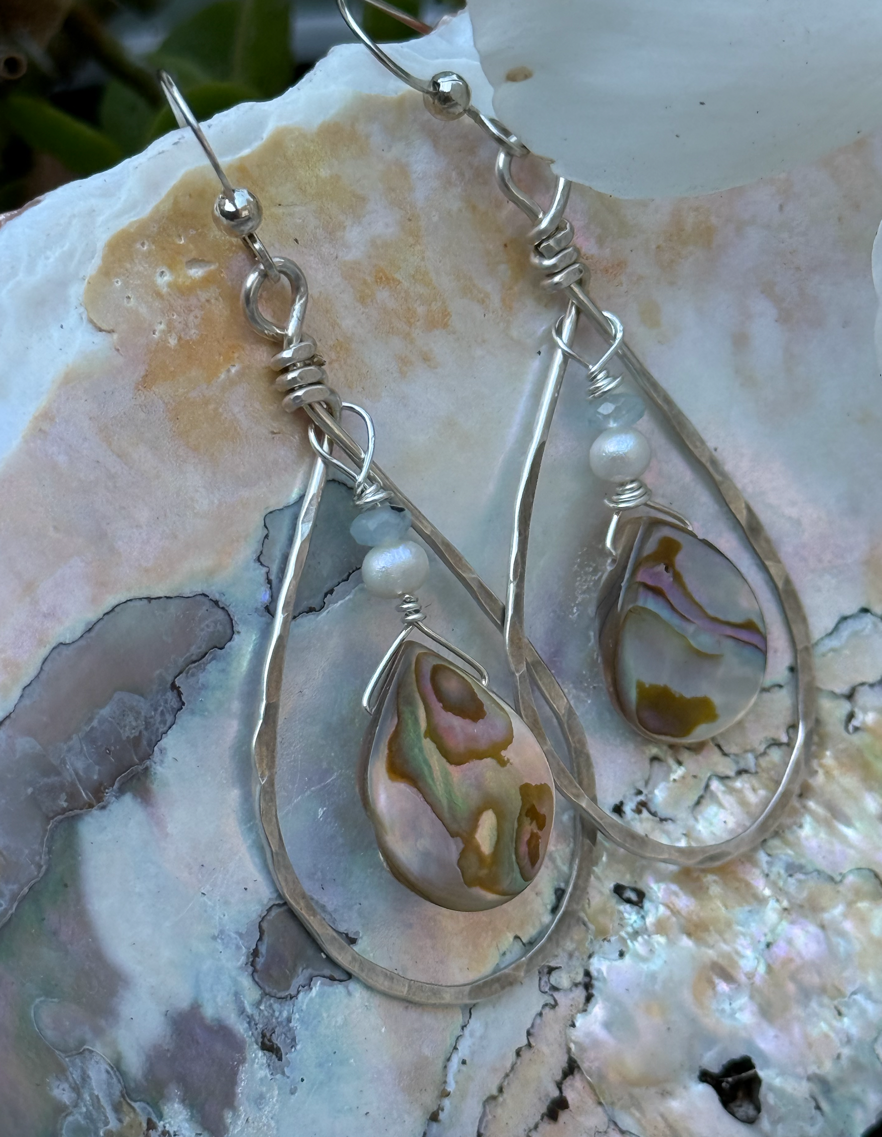 Beach House Abalone Oval Hoops