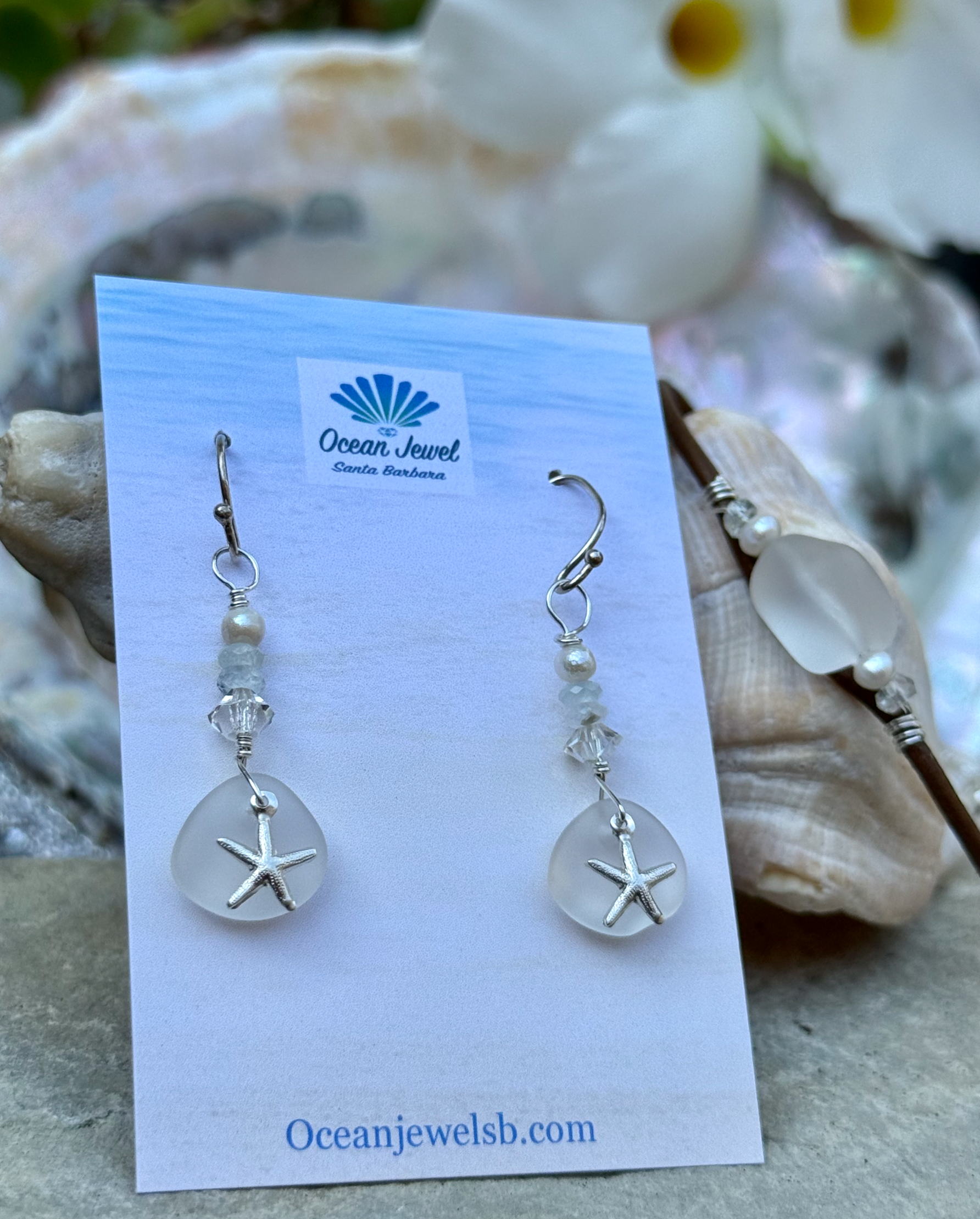 Calming Seaglass and Starfish Earrings