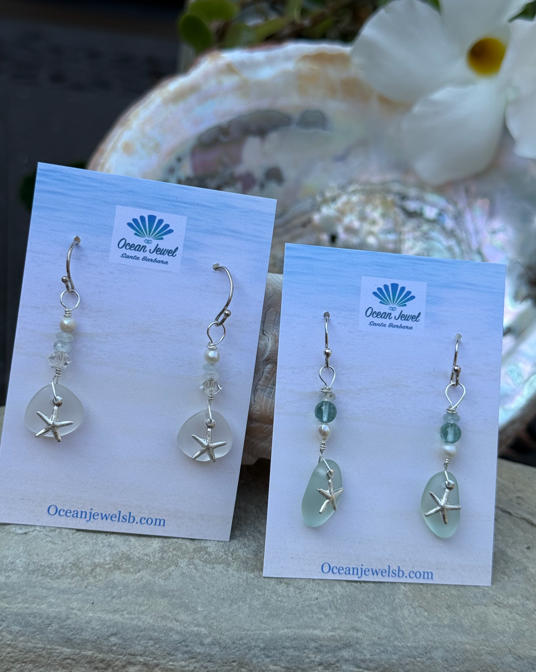 Calming Seaglass and Starfish Earrings