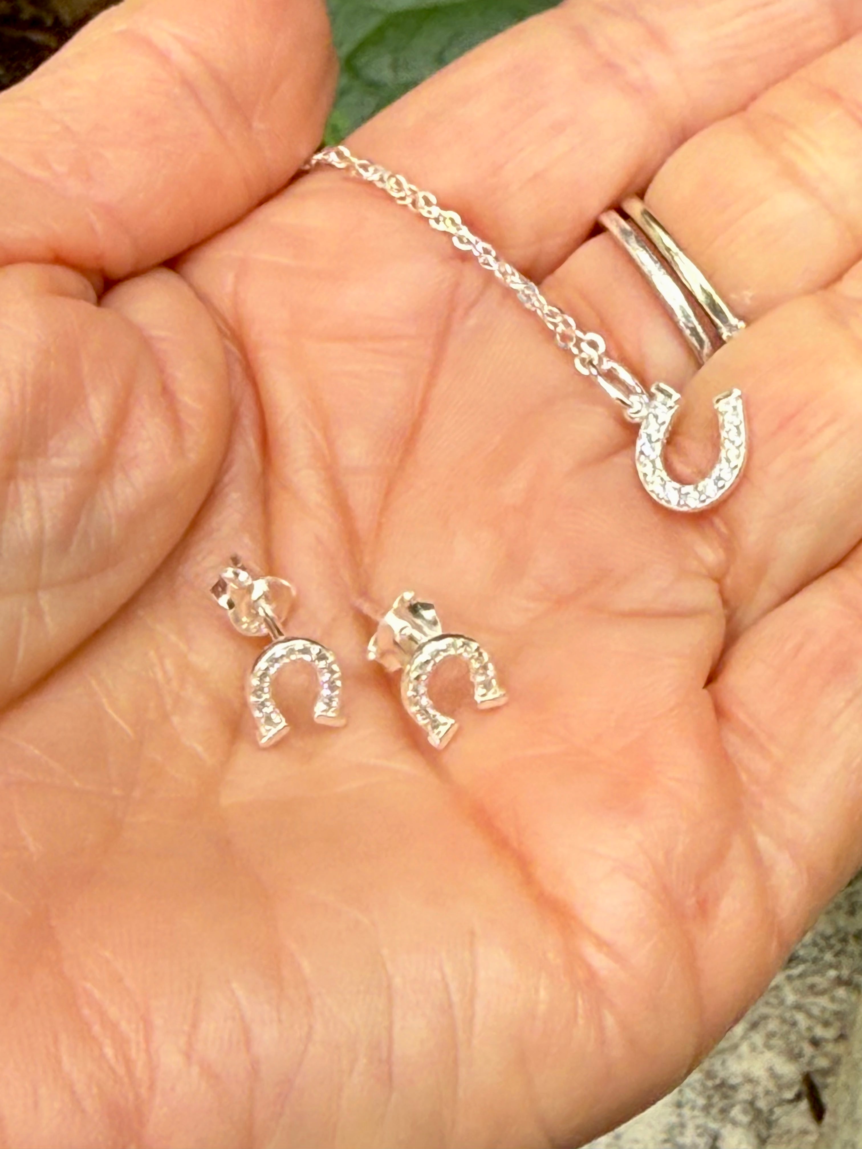 Sterling Silver Dainty Horseshoe Stud Earrings