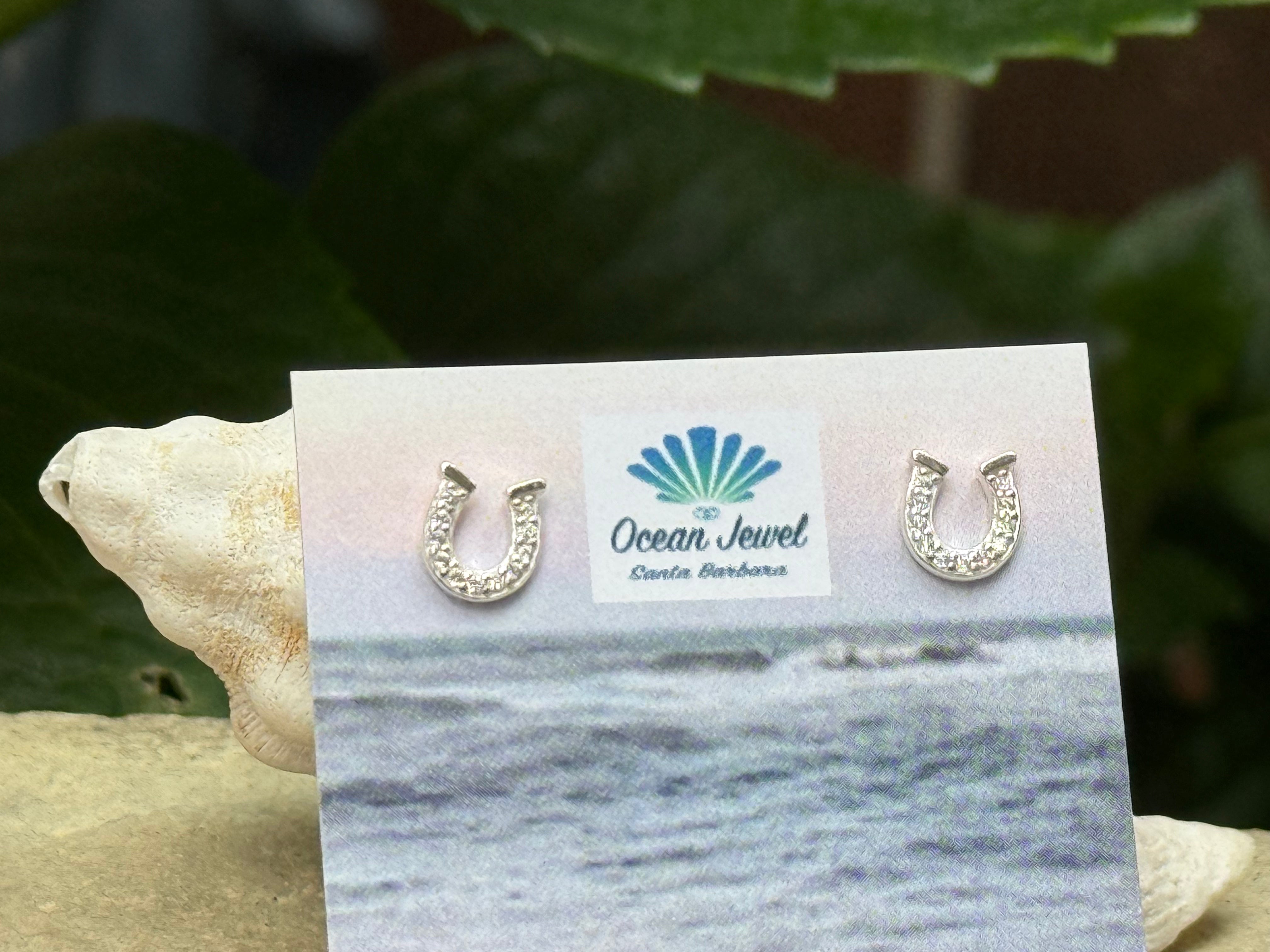 Sterling Silver Dainty Horseshoe Stud Earrings