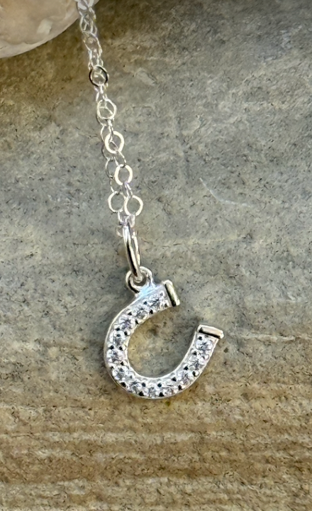 Dainty Sterling Silver Horseshoe Necklace