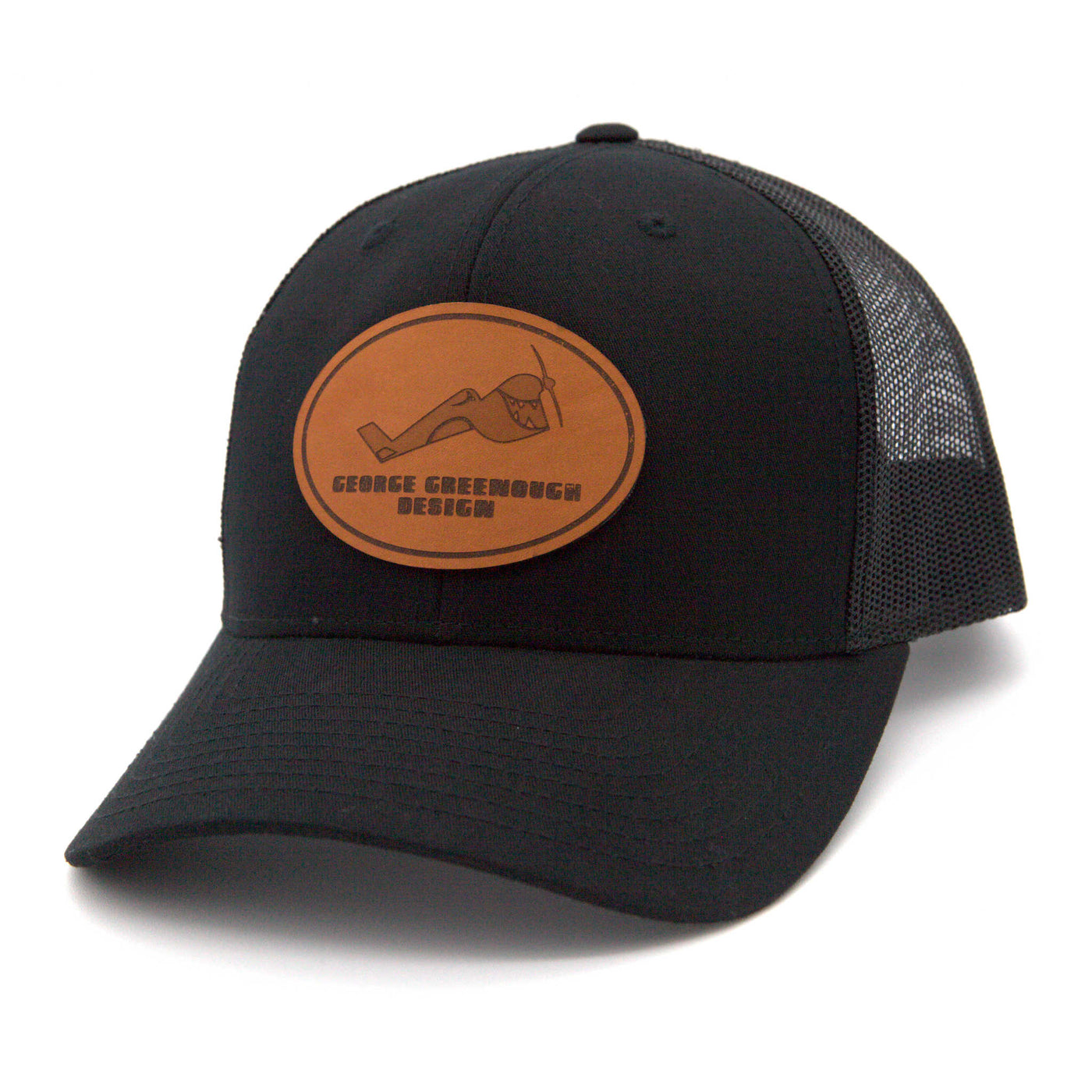 Greenough Leather Patch Trucker Hat - Black