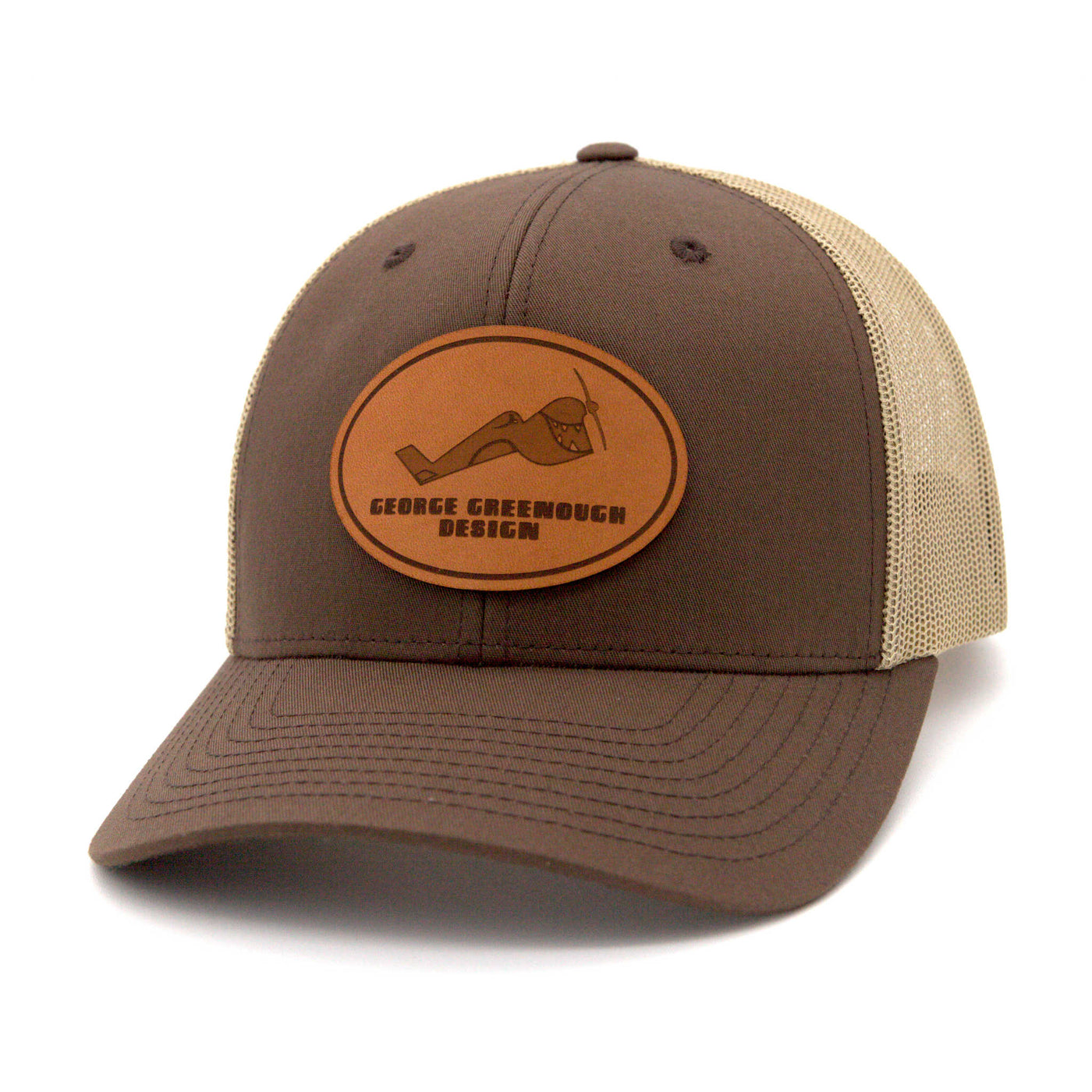 Greenough Leather Patch Trucker Hat - Brown