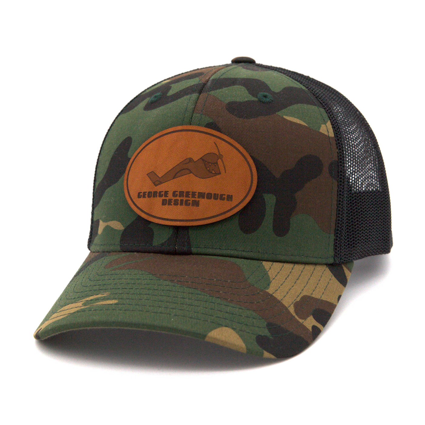 Greenough Leather Patch Trucker Hat - Camo