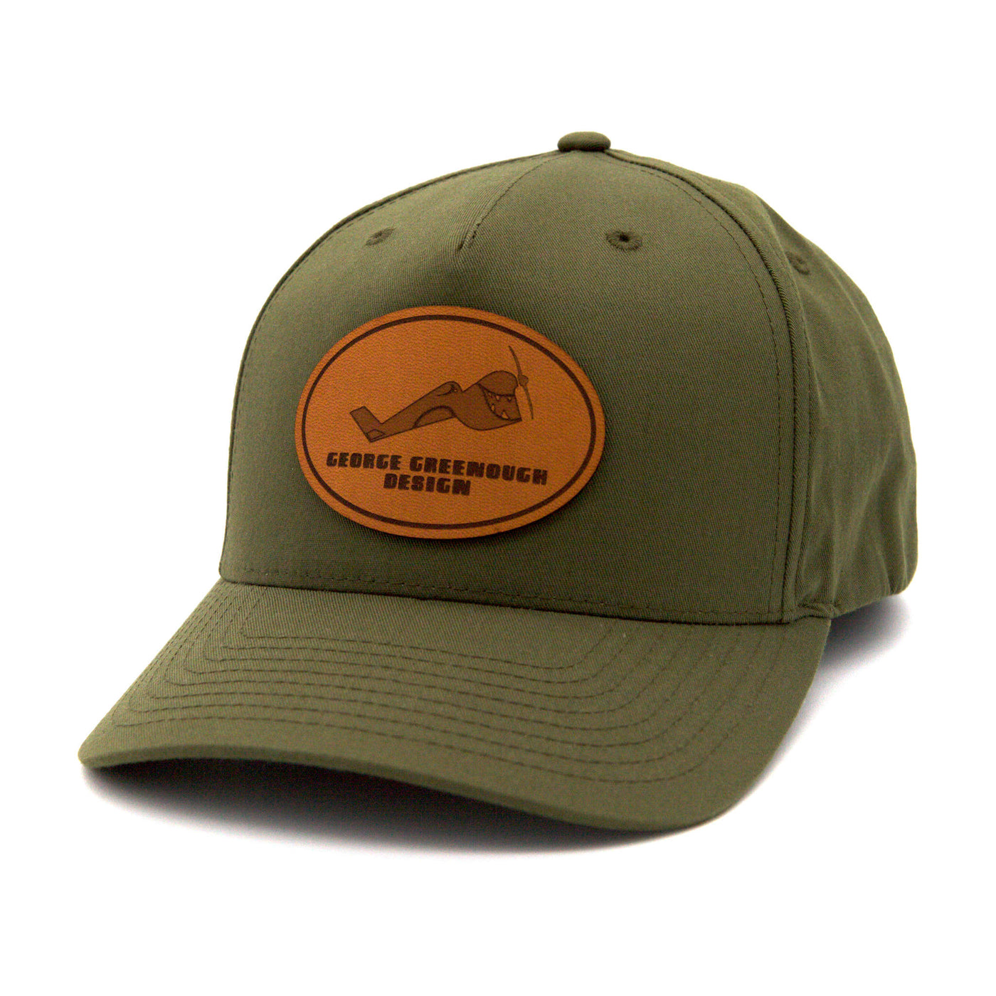 Greenough Leather Patch Snapback Hat - Moss