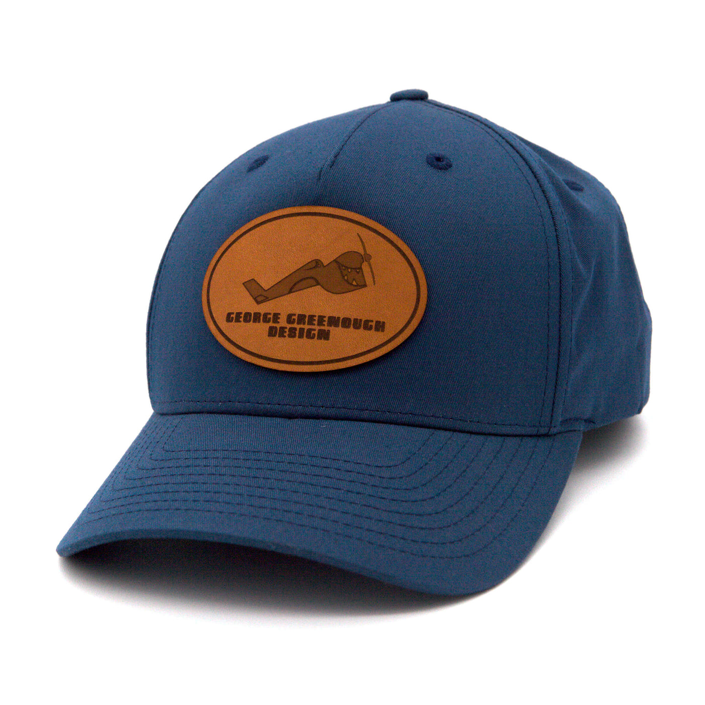 Greenough Leather Patch Snapback Hat - Navy