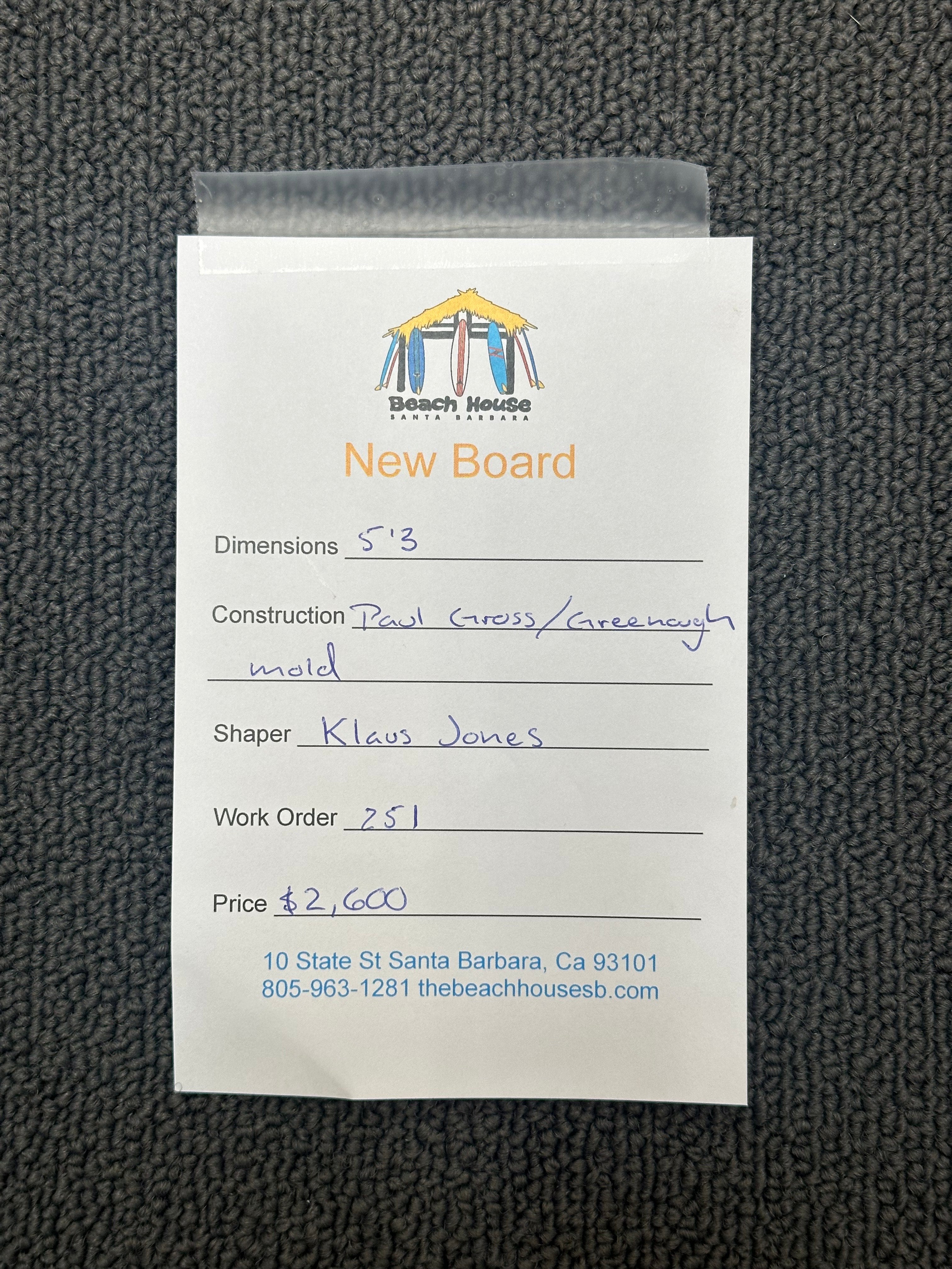 Klaus Jones | 5'3 Paul Gross / Greenough Mold Kneeboard