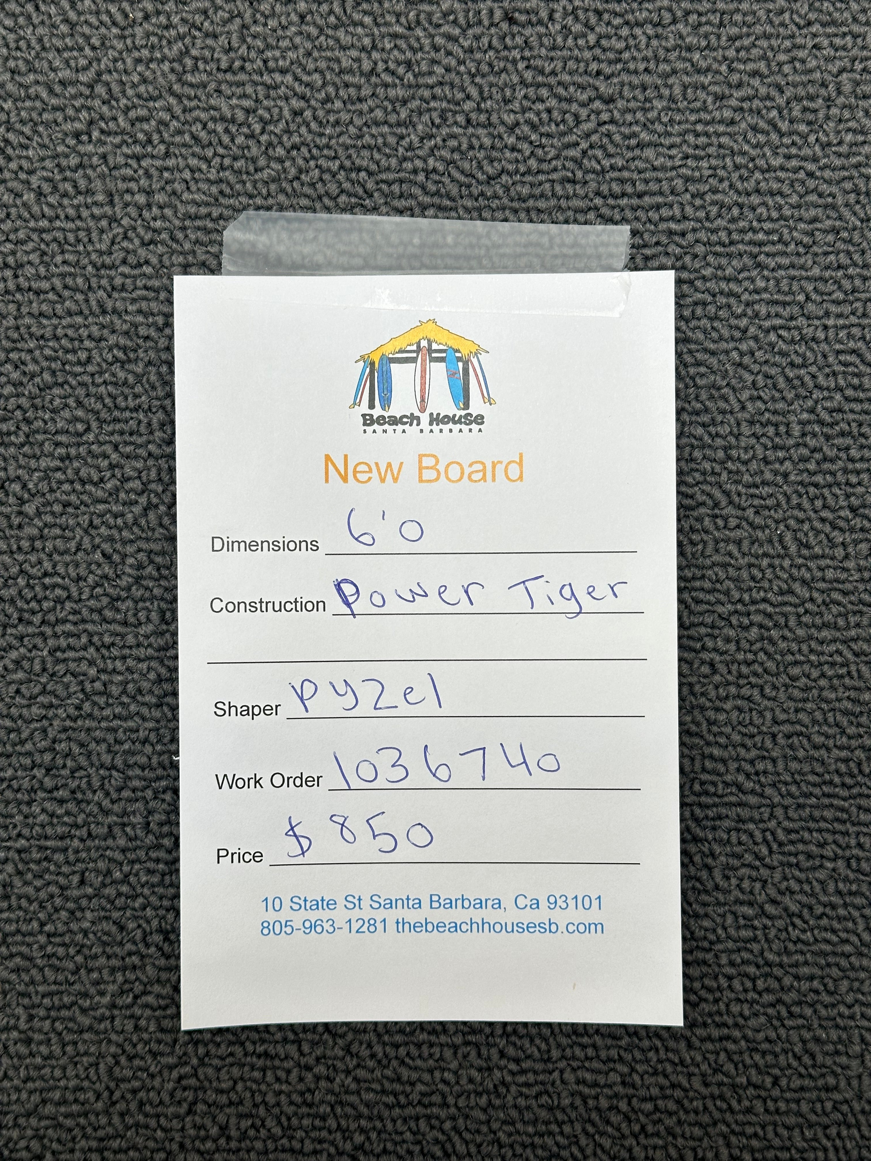 *SOLD* Pyzel | 6'0" Power Tiger