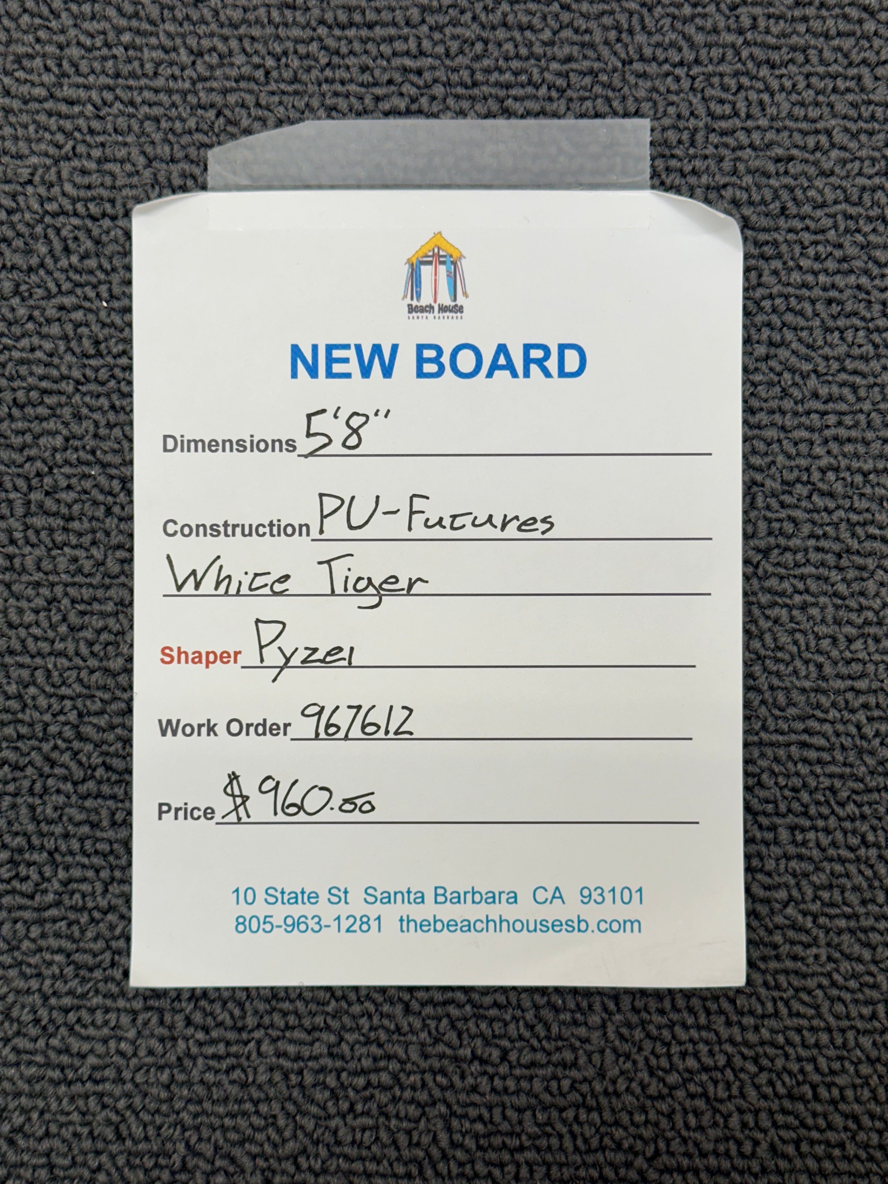 Pyzel | 5'8" White Tiger