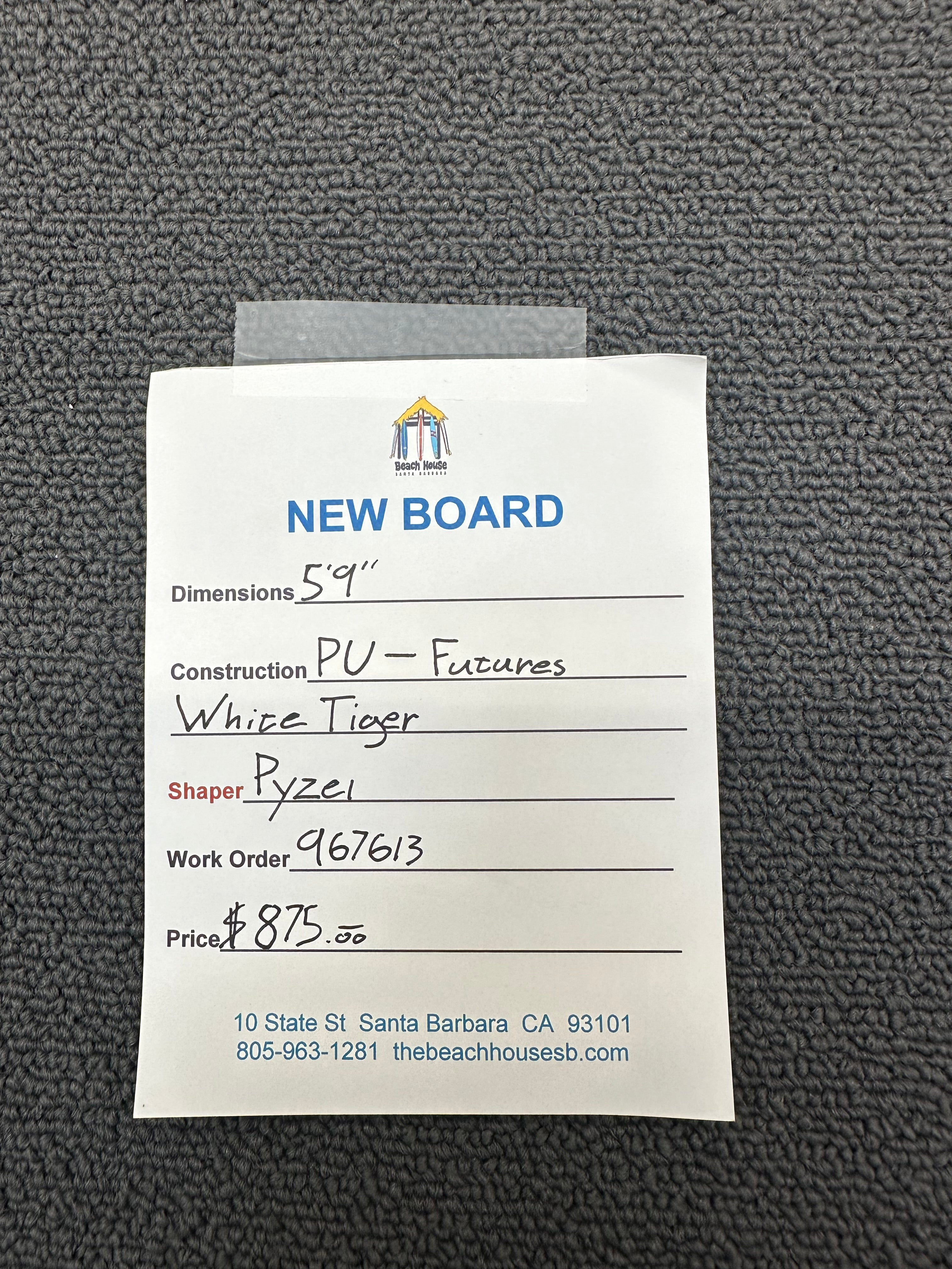 Pyzel | 5'9" White Tiger