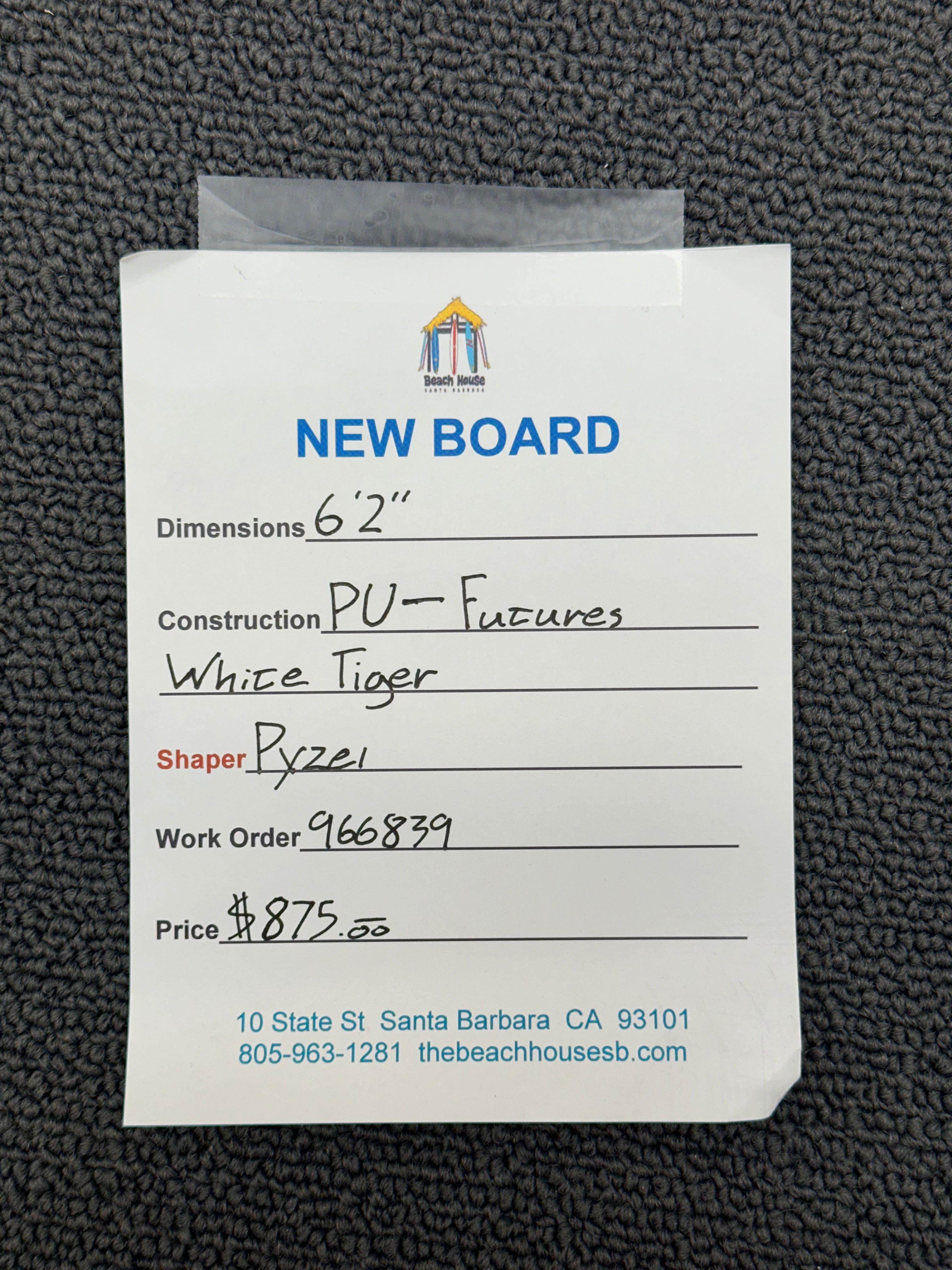 Pyzel | 6'2" White Tiger