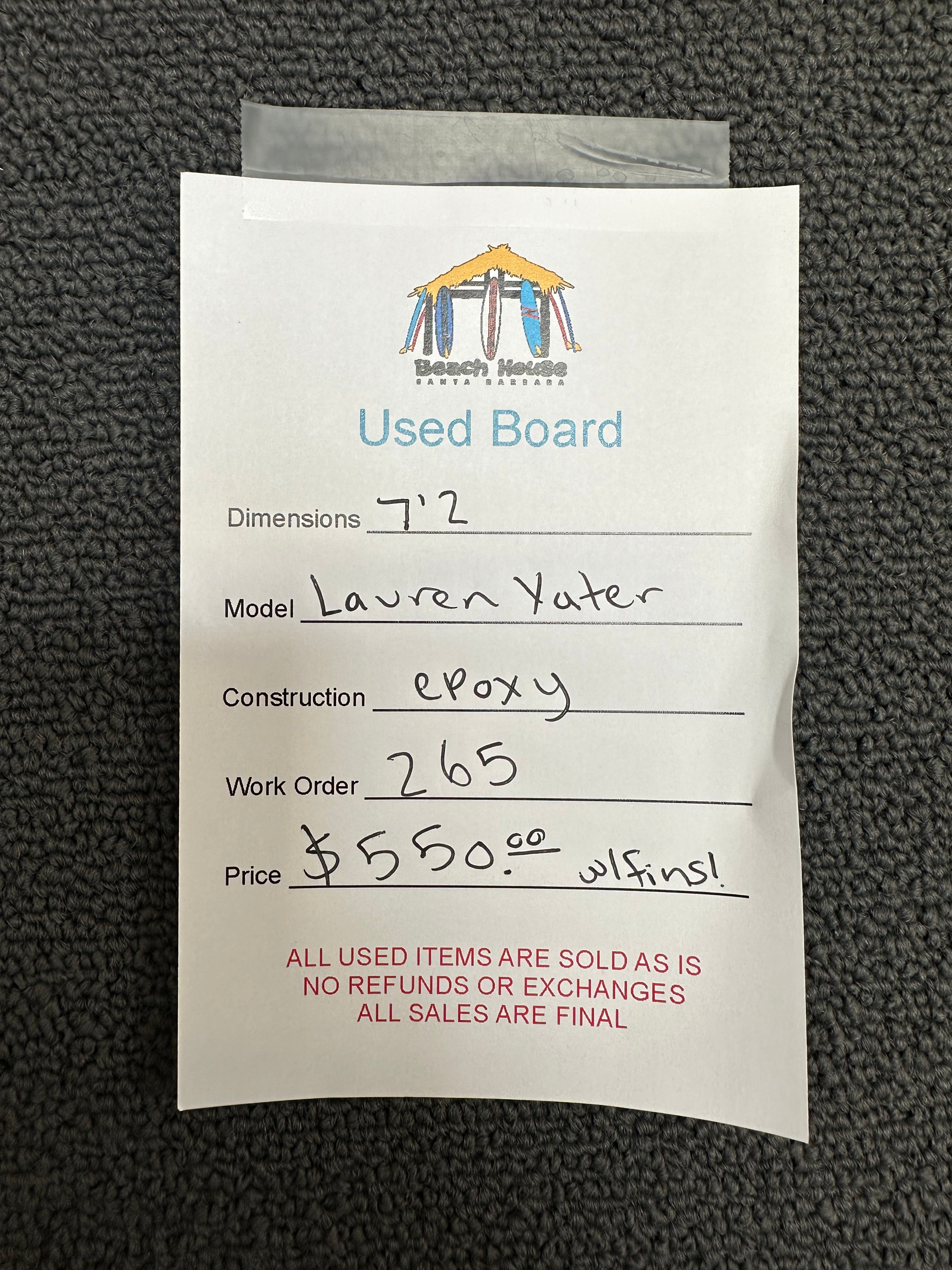 Lauren Yater | 7'2" Advance Tech - Used Surfboard