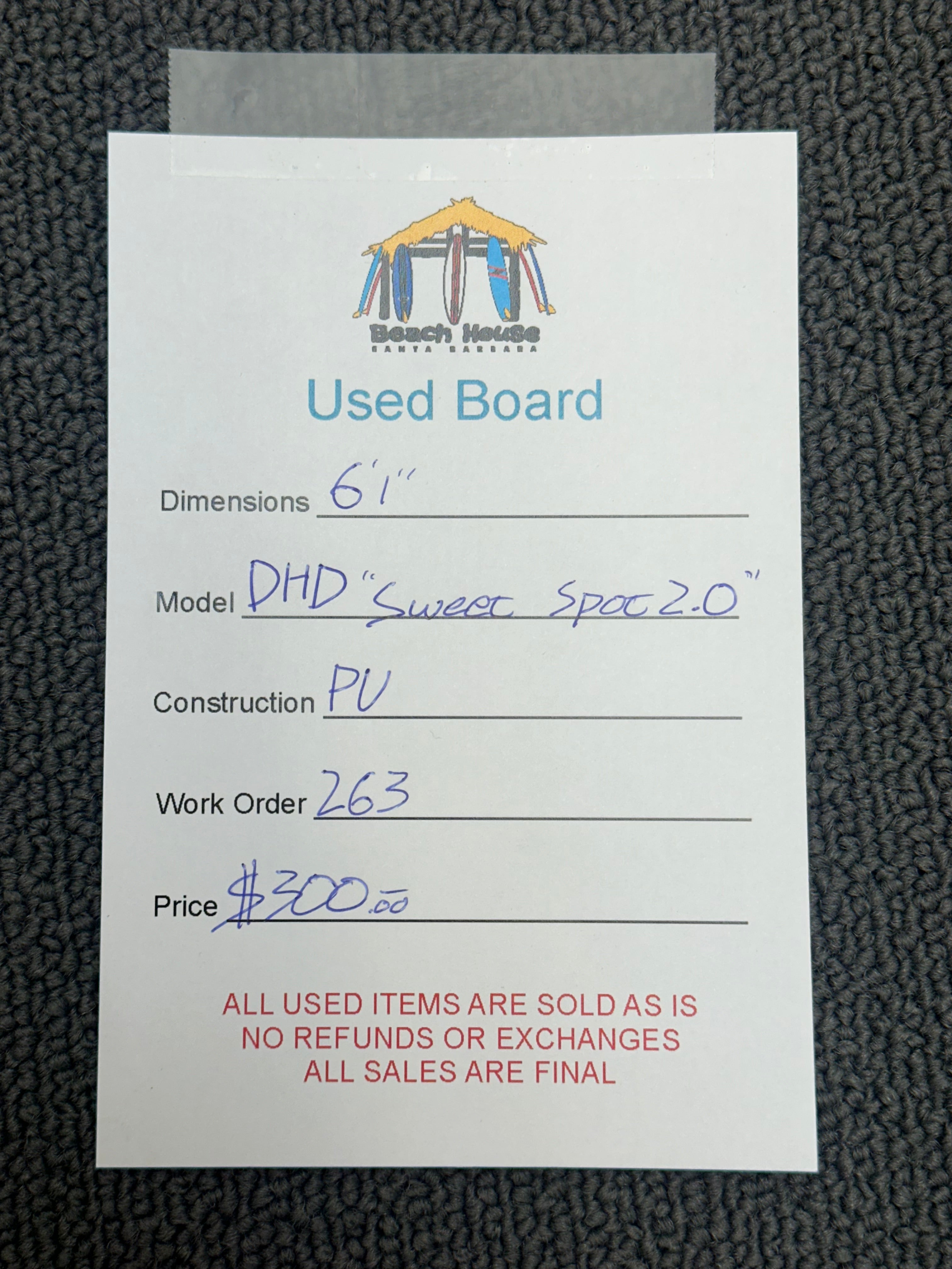 DHD | 6'1" Sweet Spot 2.0 - Used Surfboard