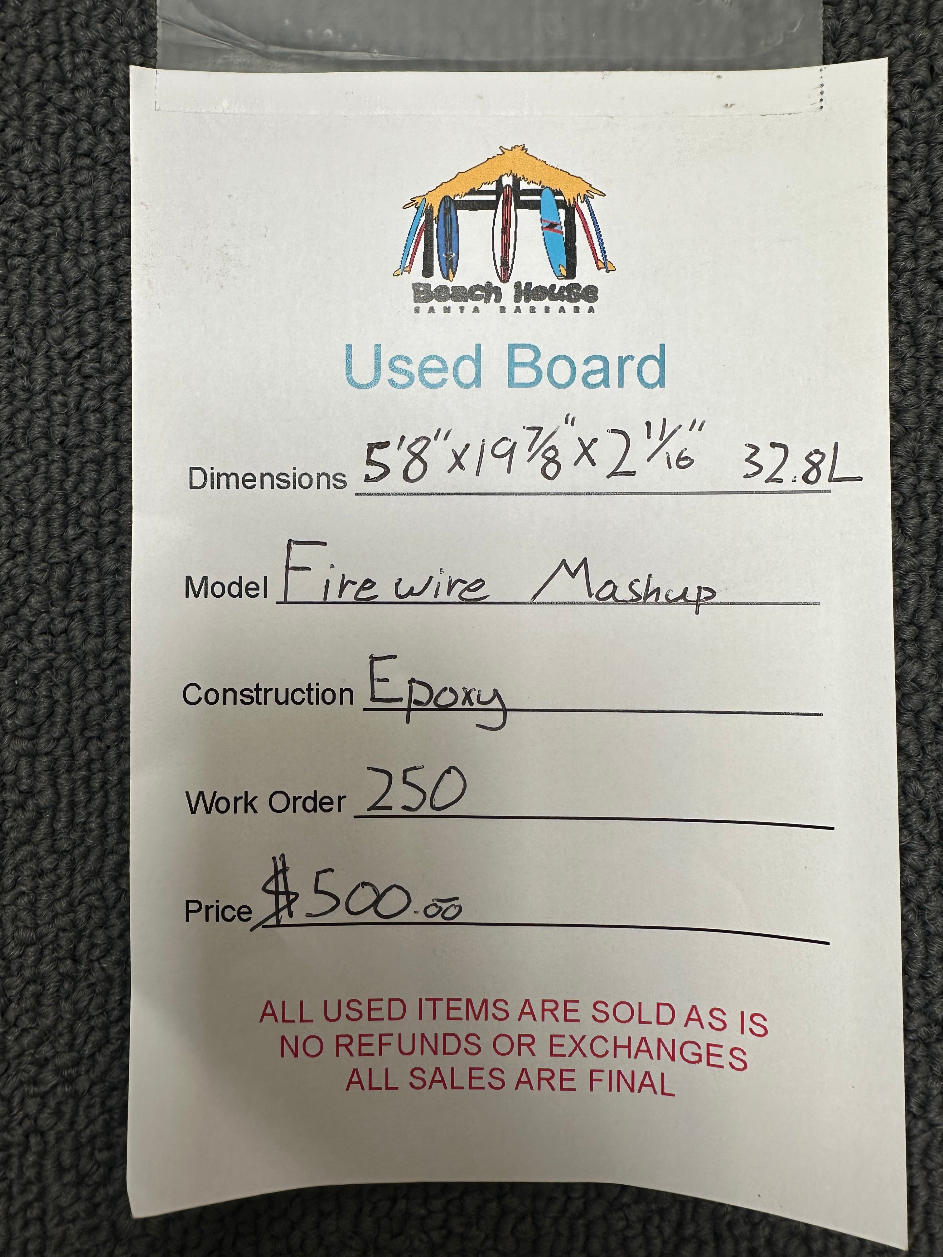 Firewire | 5'8" Mashup - Used Surfboard