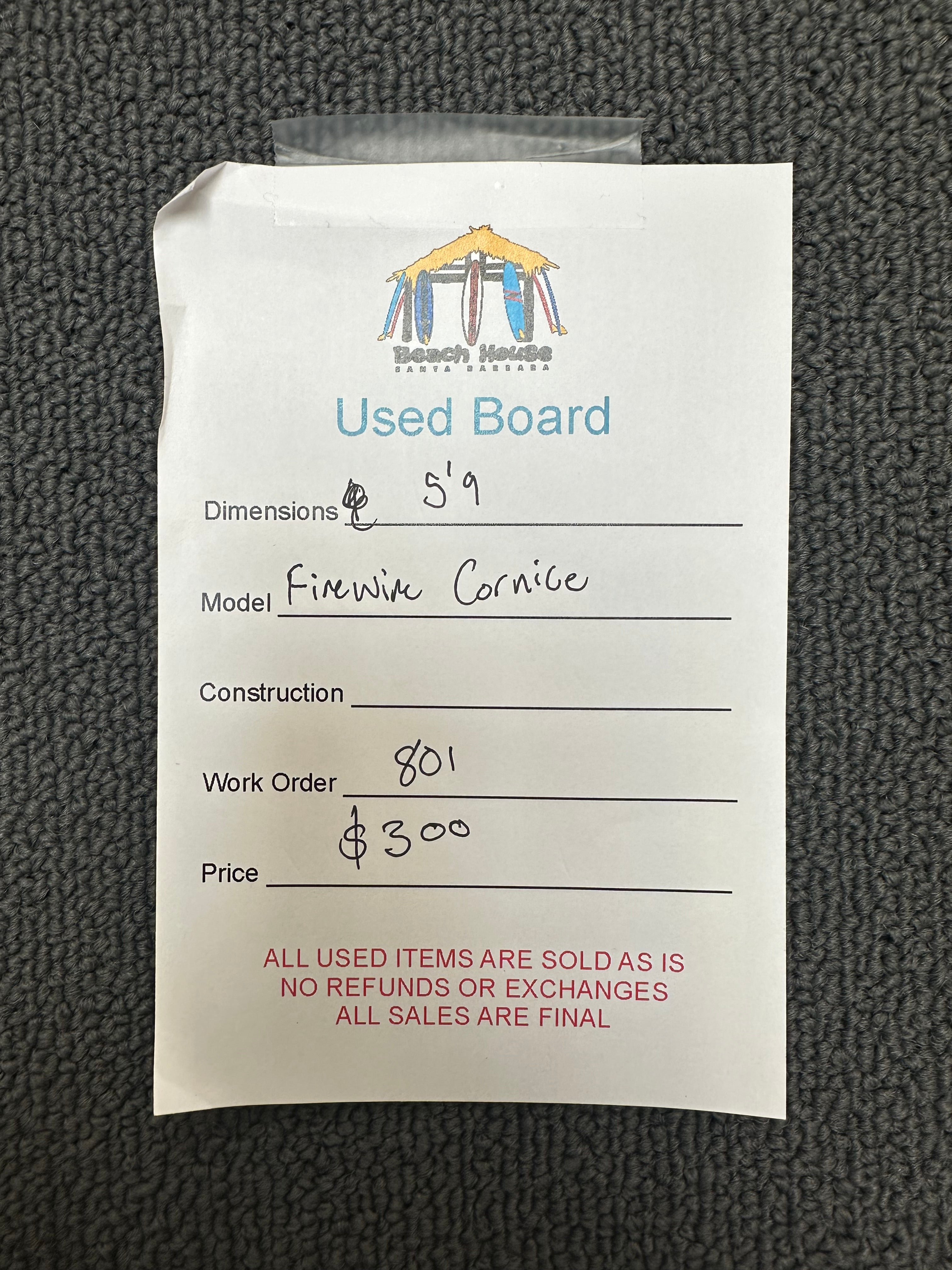 Firewire | 5'9" Cornice - Used Surfboard