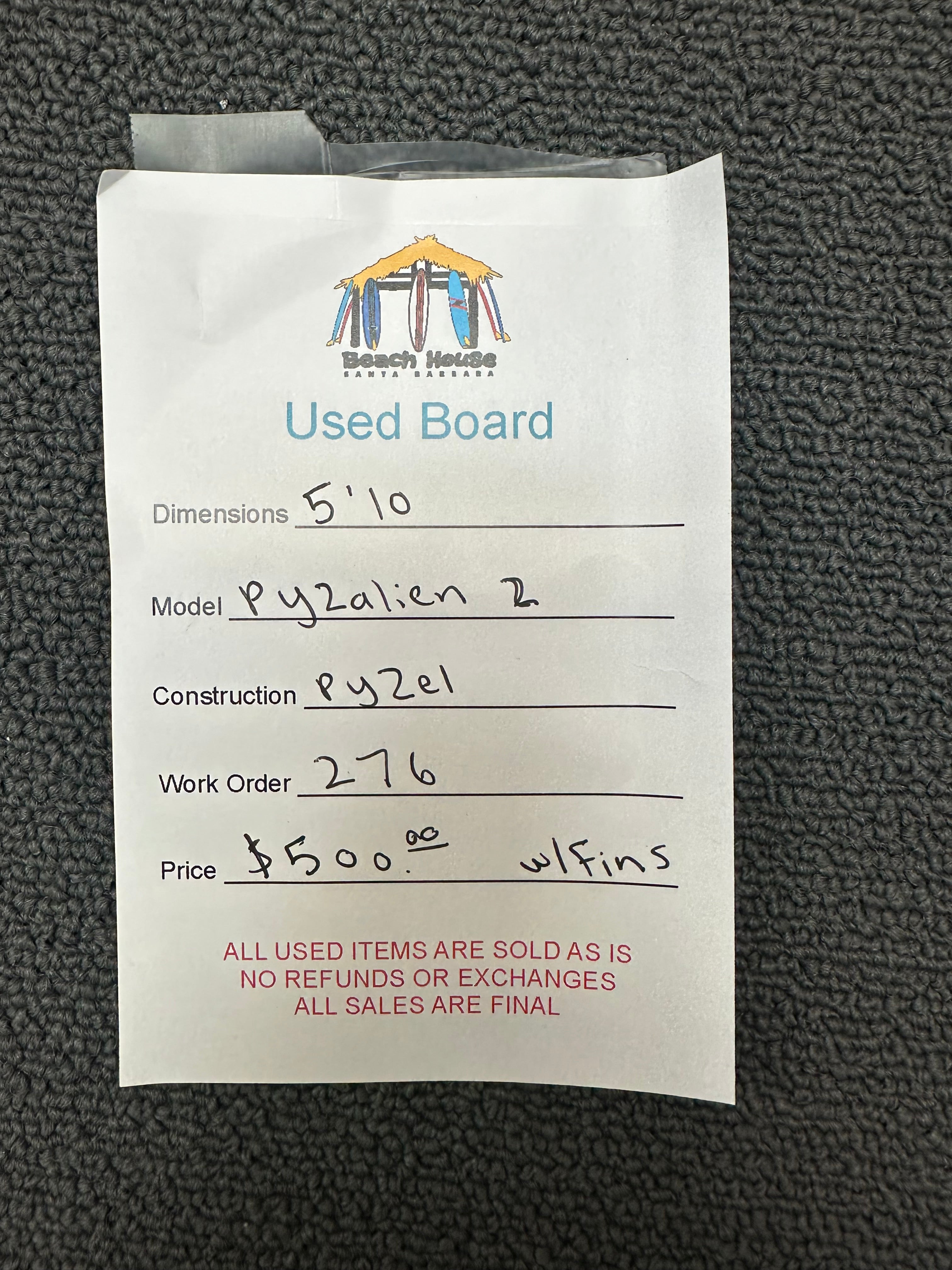 Pyzel | 5'10" Pyzalien 2 - Used Surfboard