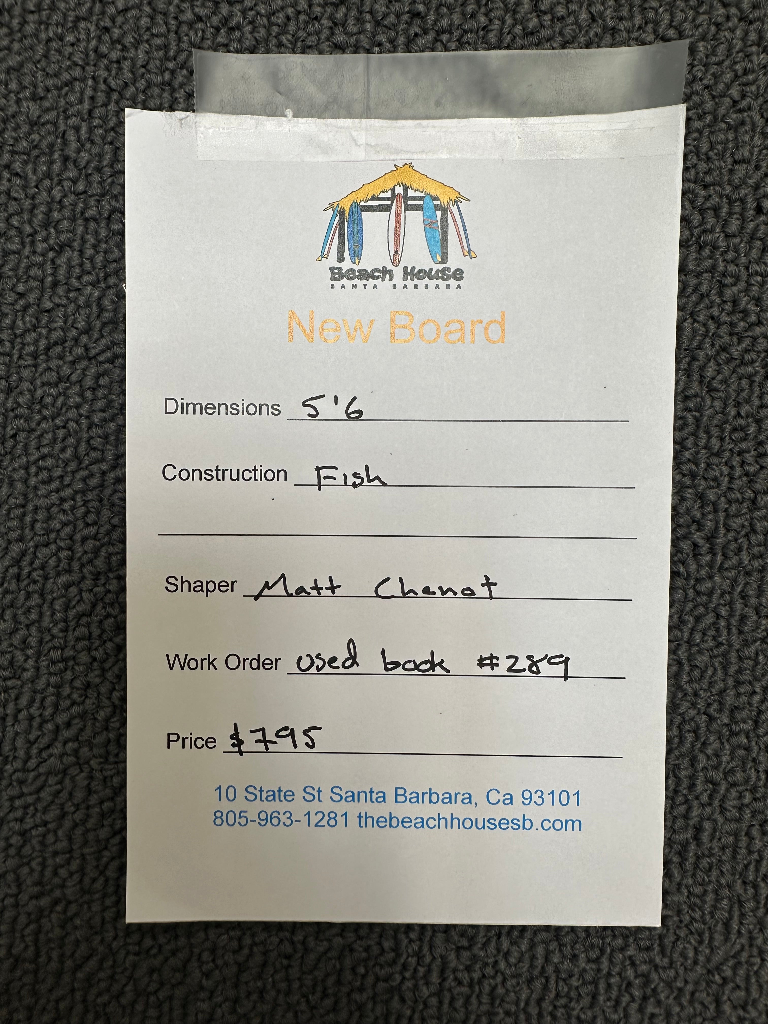 Chenot | 5'6" Fish - Used Surfboard