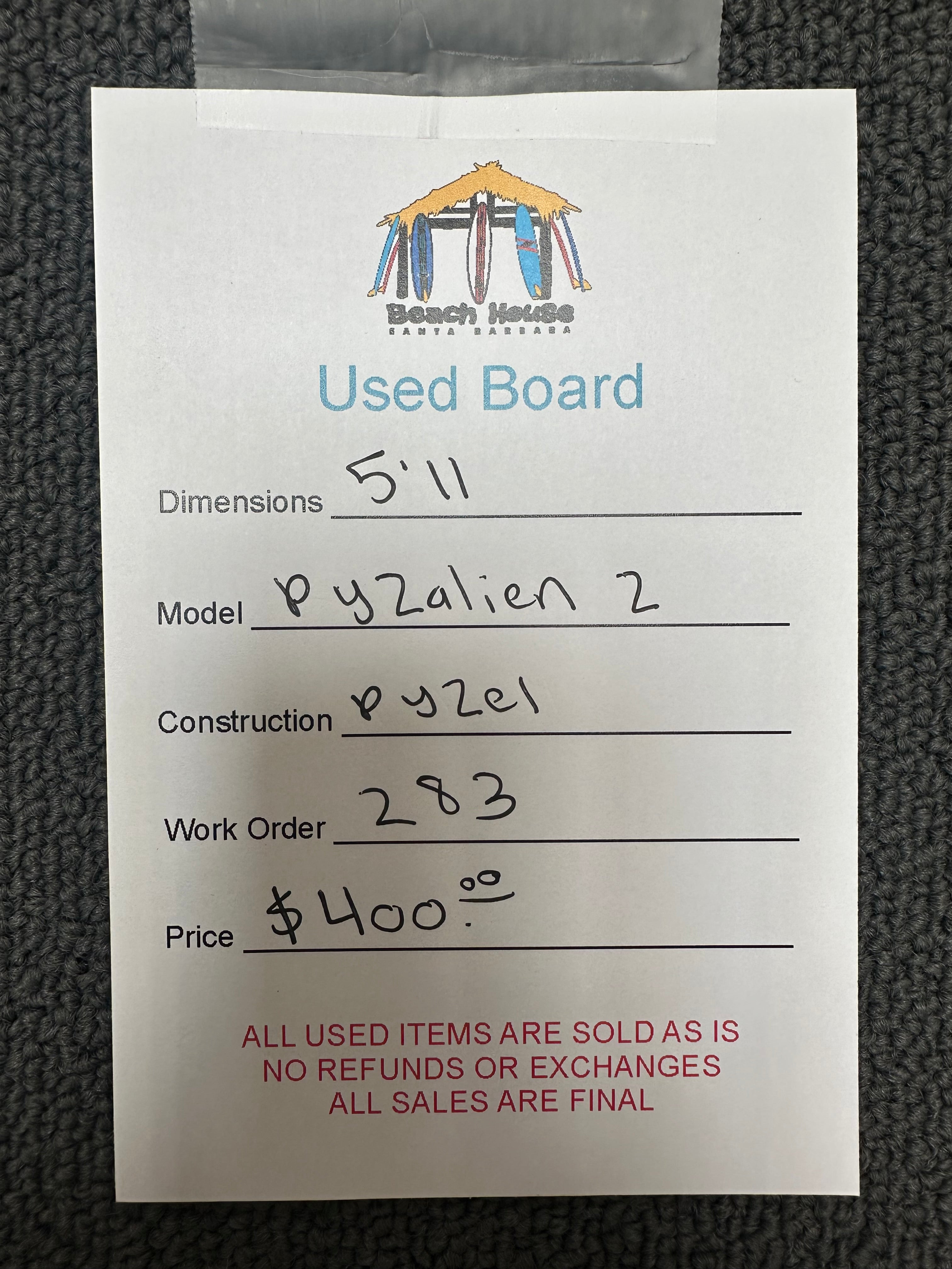 Pyzel | 5'11" Pyzalien 2 - Used Surfboard