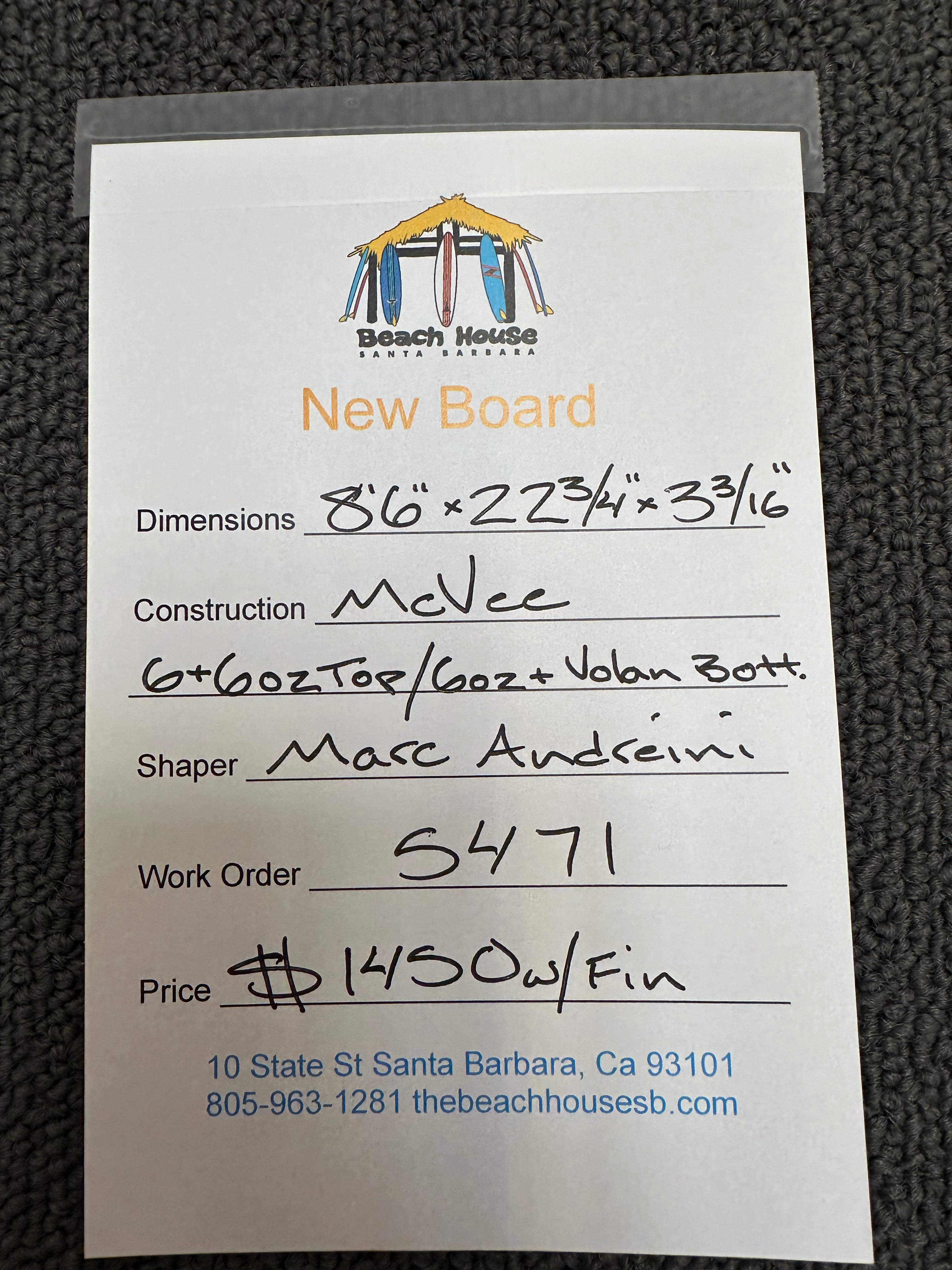 *ON HOLD* Andreini | 8'6" McVee