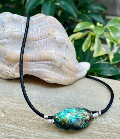 Abalone Reflection Necklace W/ Pearl Necklace