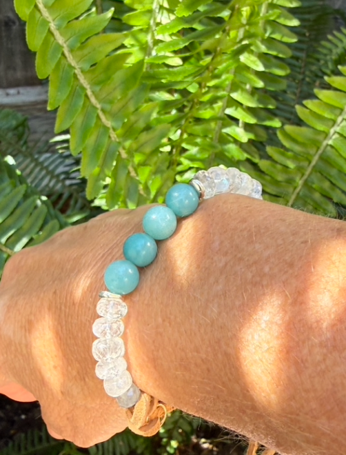 Moonstone Tides Suede Leather Bracelet