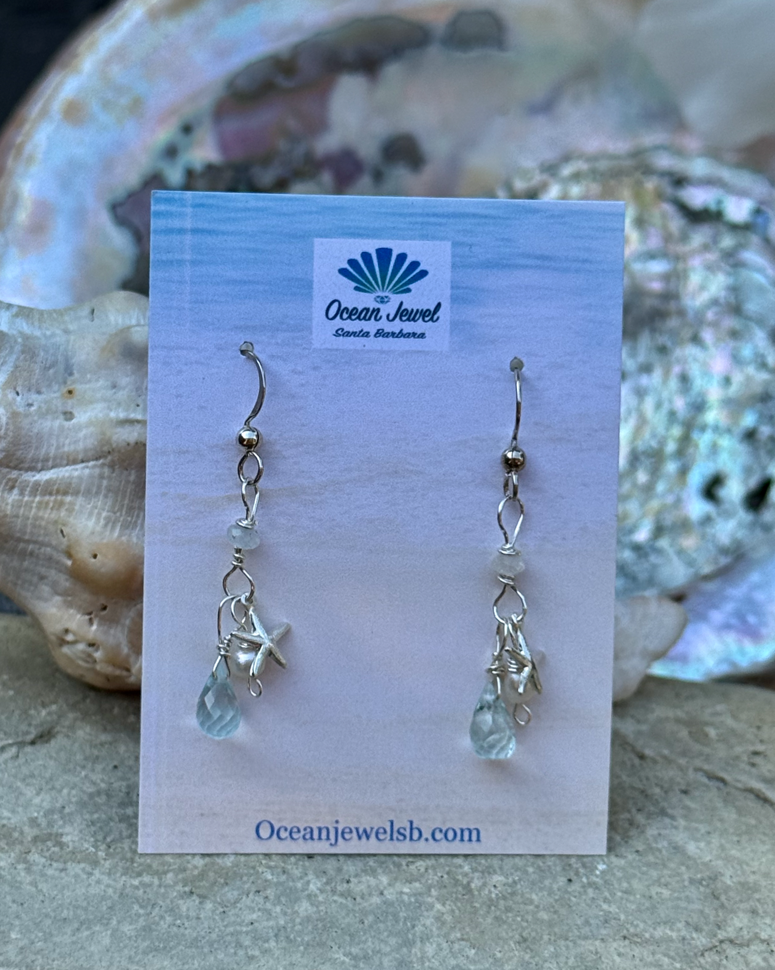 Ocean Jewel Star Earrings - Blue Topaz