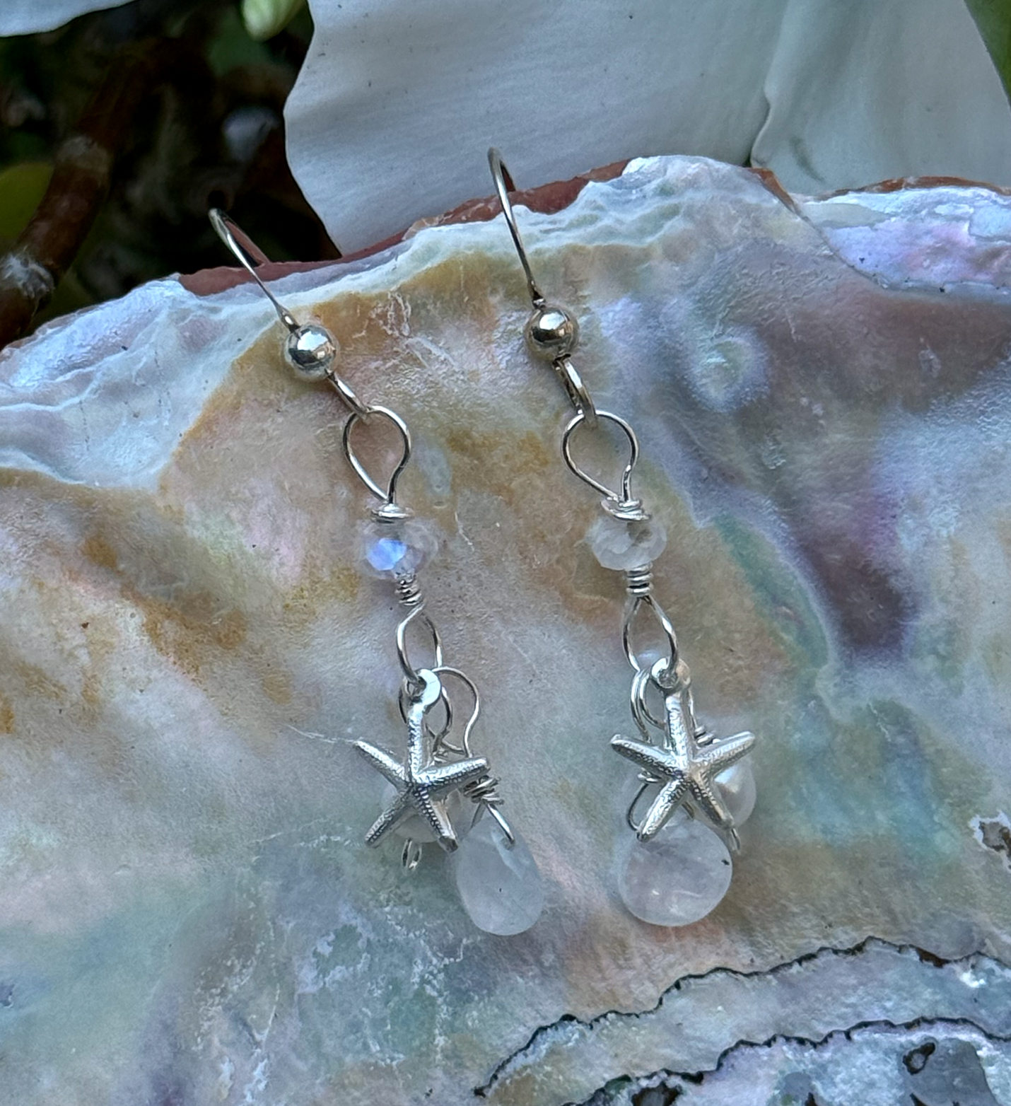 Ocean Jewel Star Earrings - Moonstone