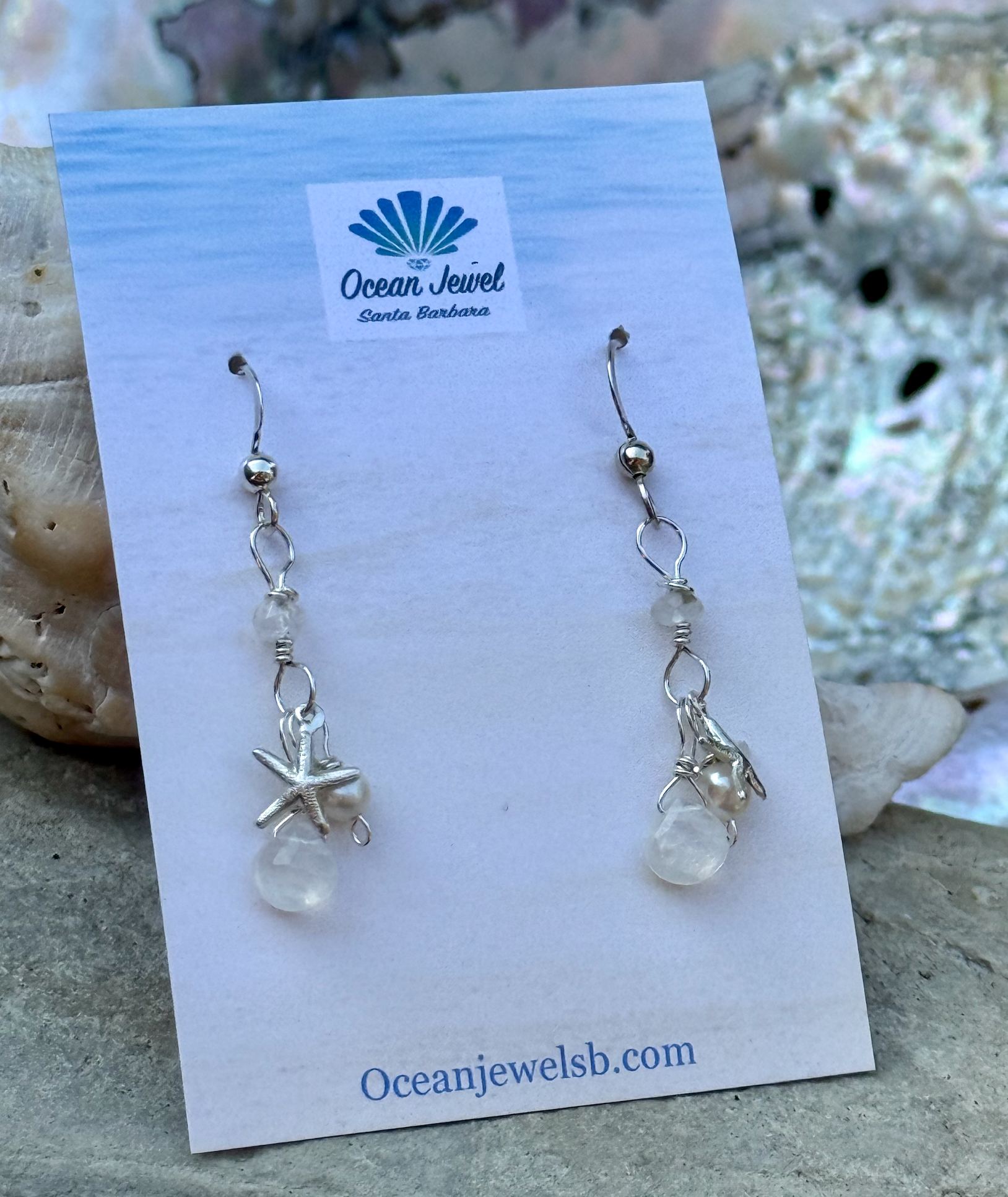 Ocean Jewel Star Earrings - Moonstone
