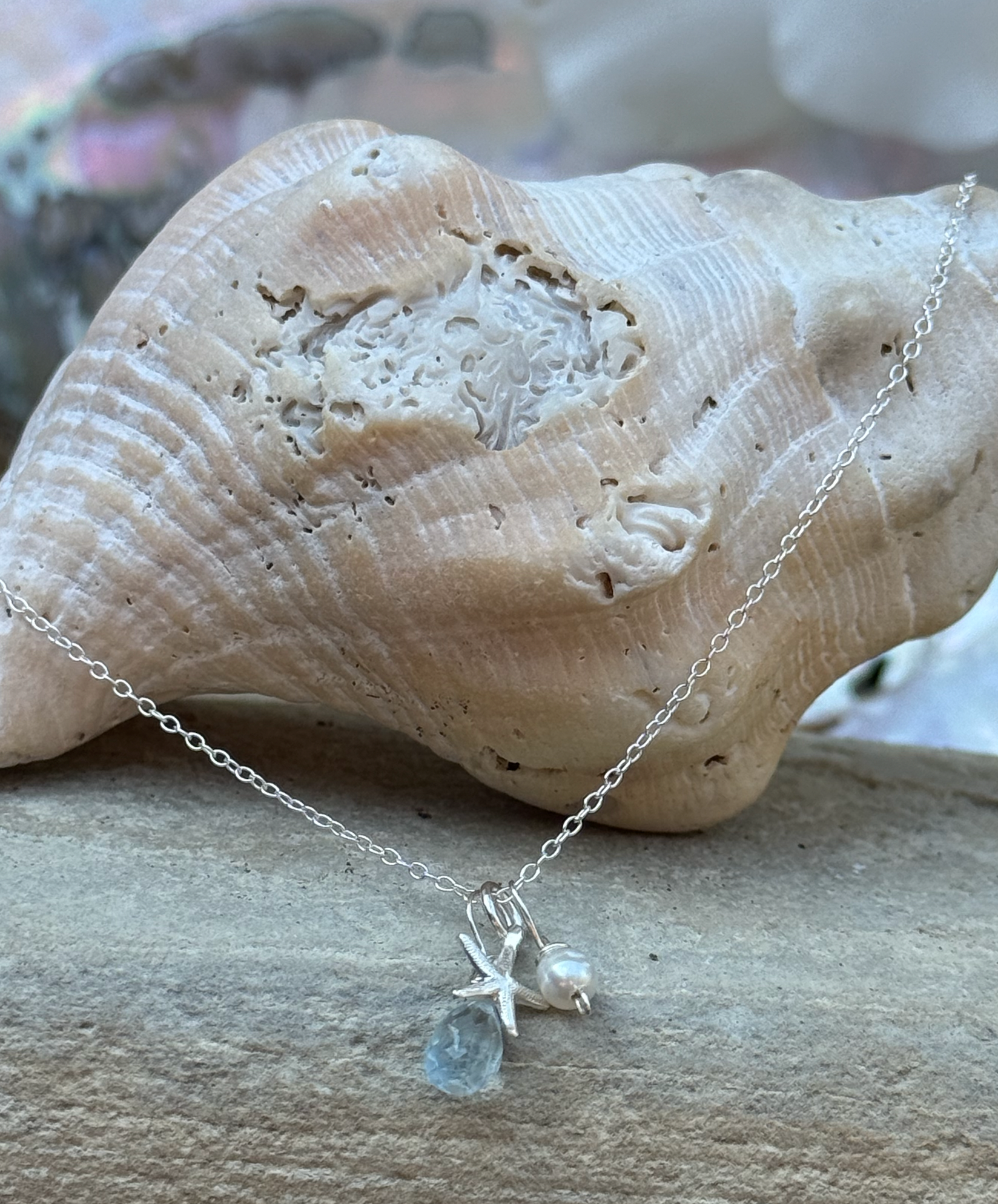 Ocean Jewel Star Necklace - Blue Topaz