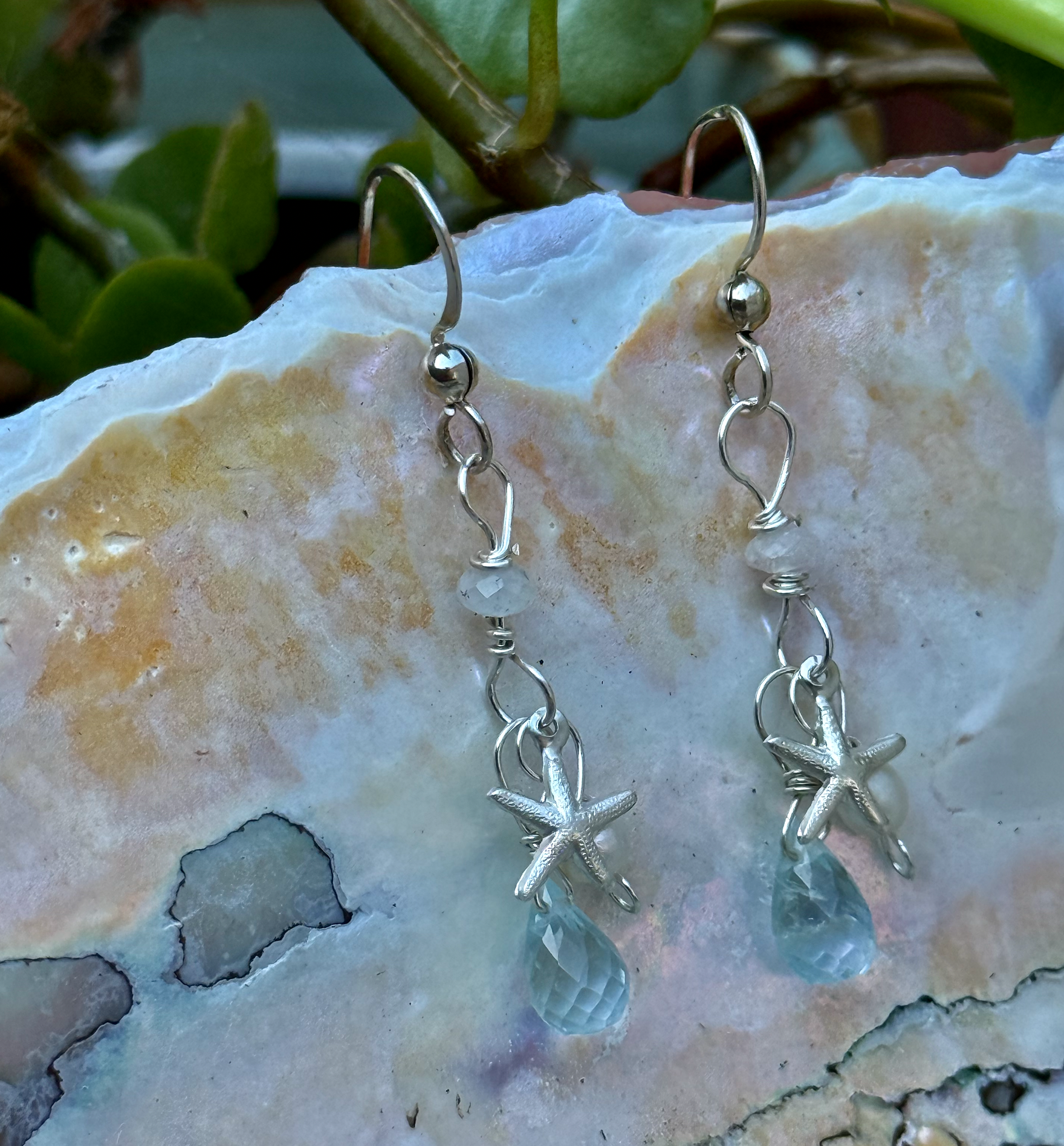 Ocean Jewel Star Earrings - Blue Topaz