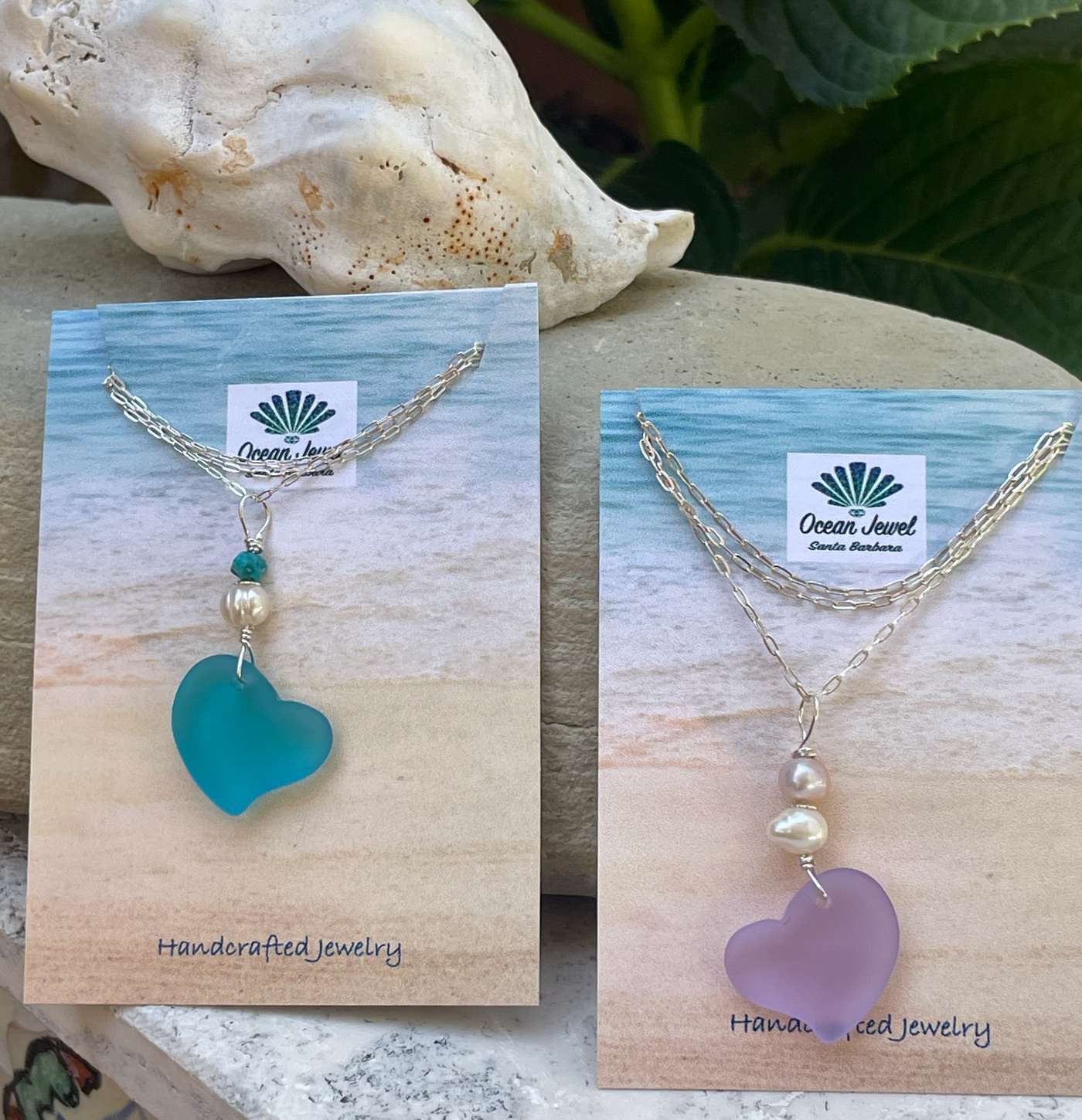 Floating Sea Glass Heart Necklace