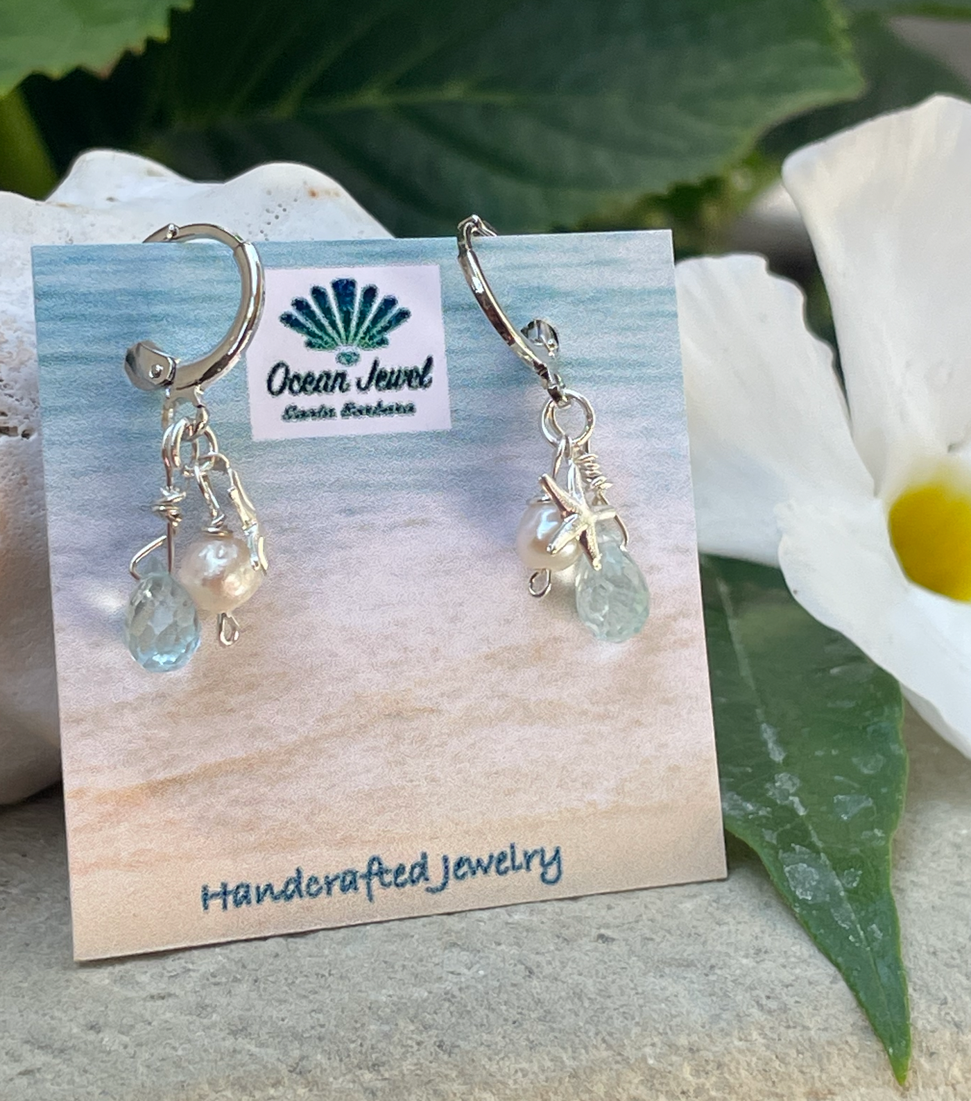 Ocean Jewel Star Earrings - Aquamarine