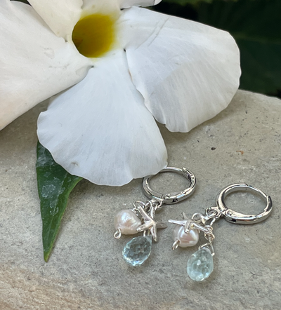 Ocean Jewel Star Earrings - Aquamarine