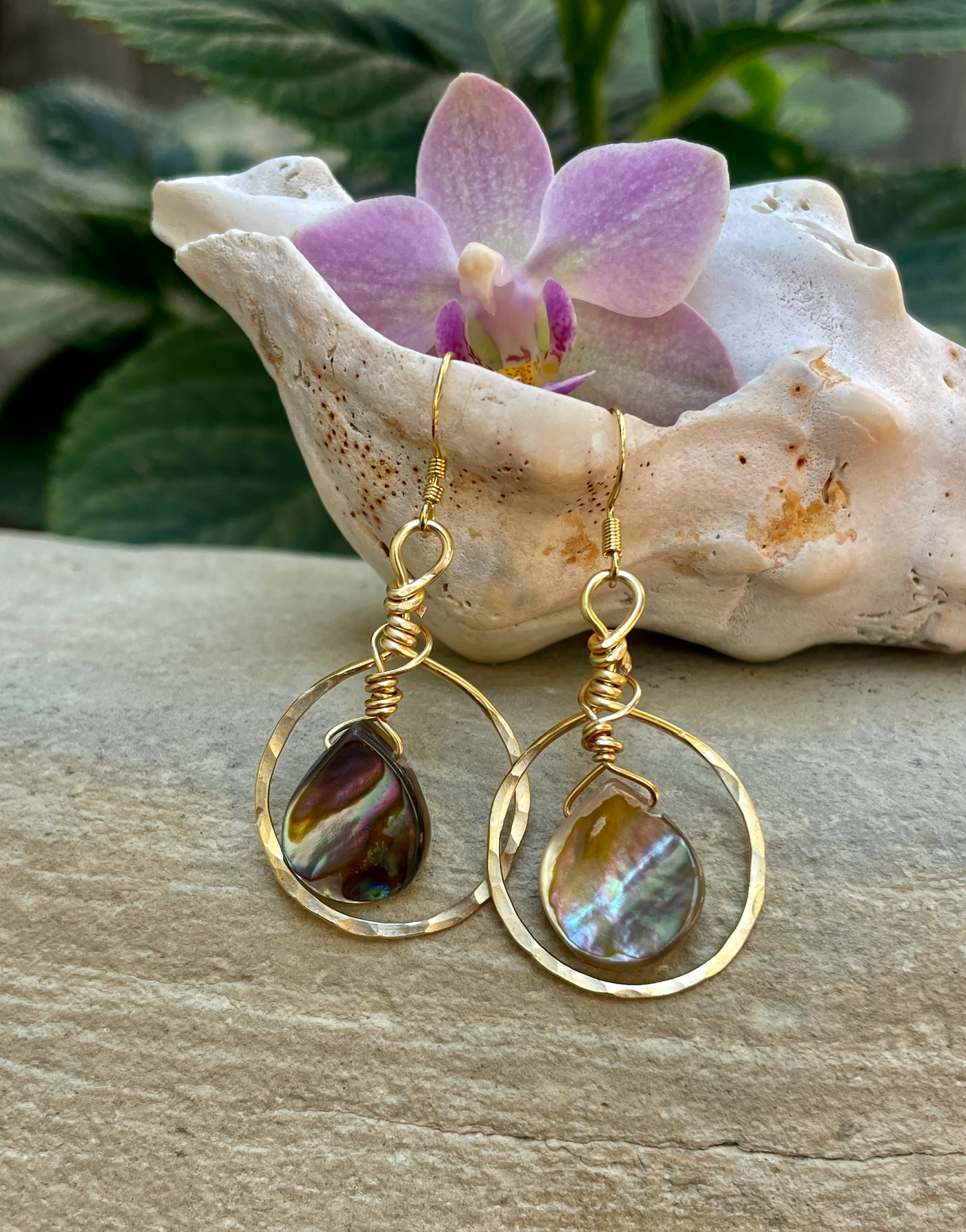 Beach Girl Abalone Hoop Earrings