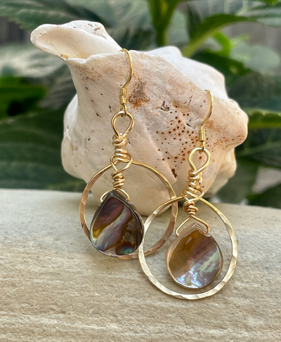 Beach Girl Abalone Hoop Earrings