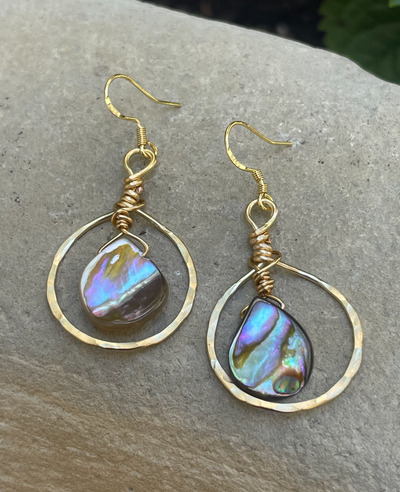 Beach Girl Abalone Hoop Earrings