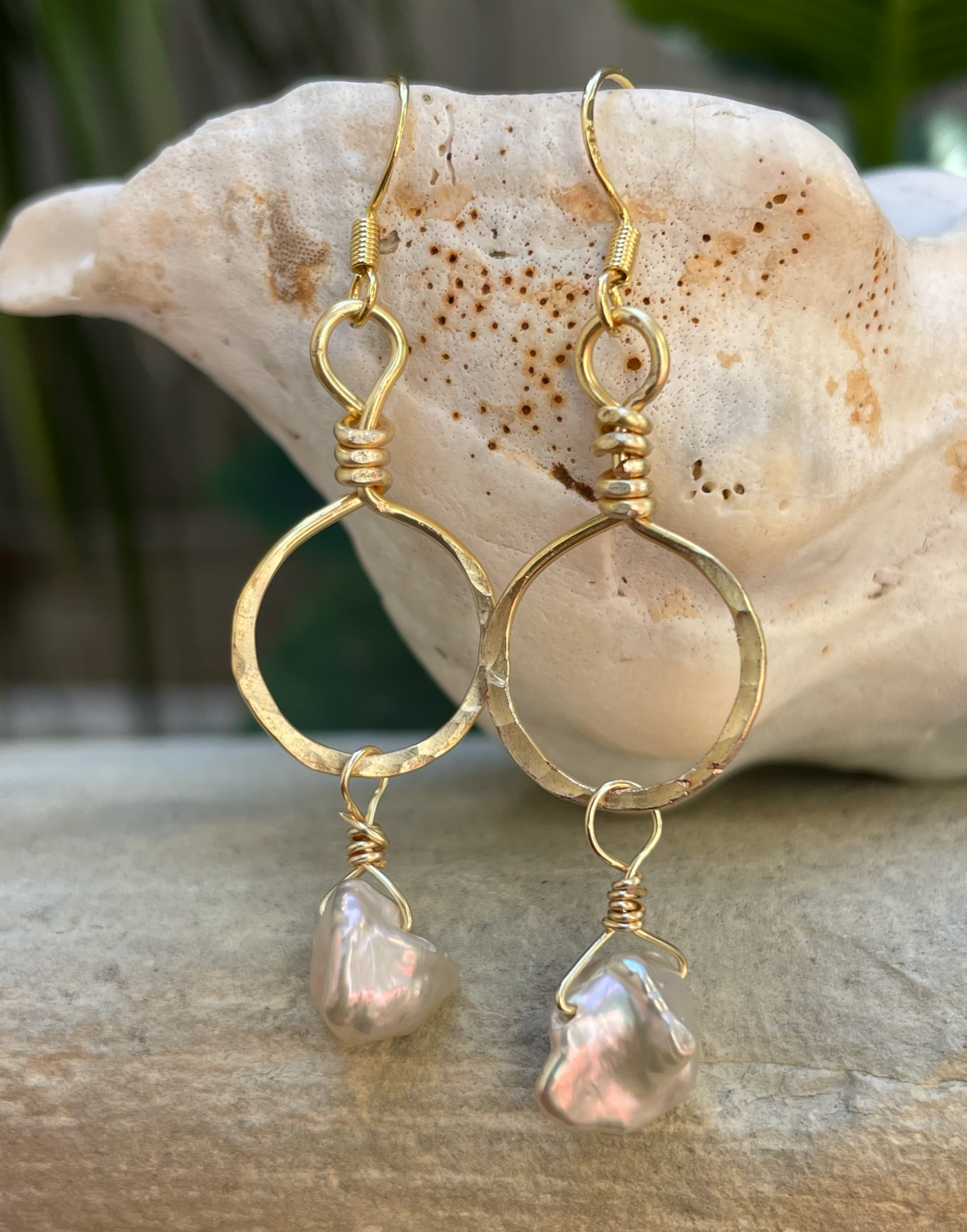 Simple Beach Girl Hoops with Keishi Pearls