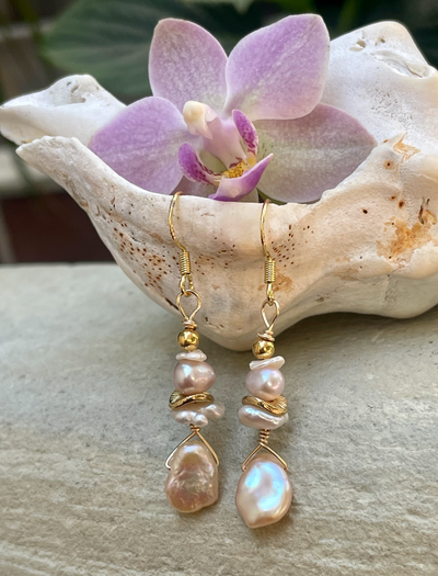 Sunset Blush Pearl Earrings