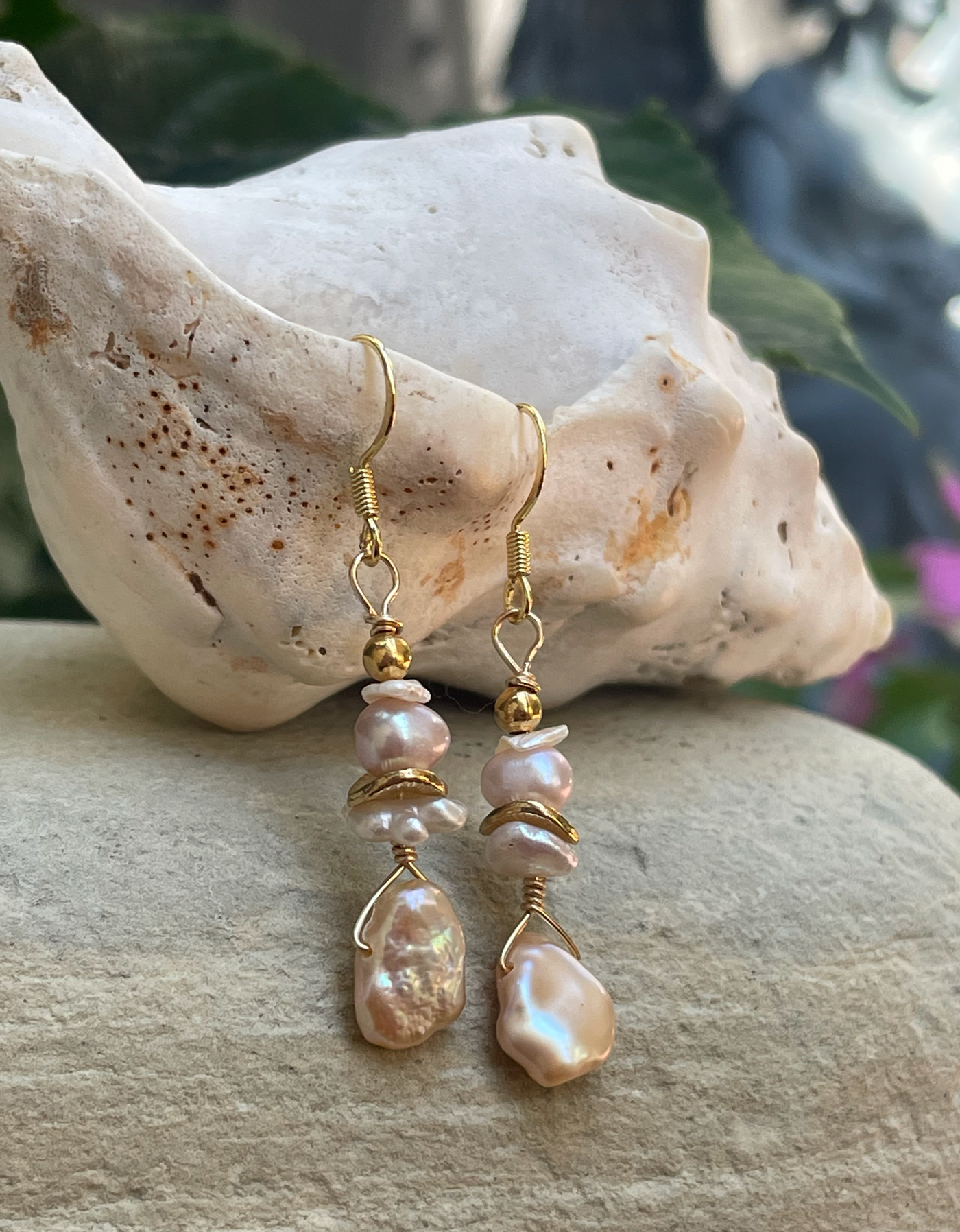 Sunset Blush Pearl Earrings