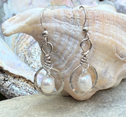 Simple Beach Girl Pearl Hoop Earrings