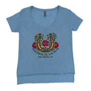 Vaqueras de las Olas Women's Flowy Horse Shoe T-Shirt - Denim